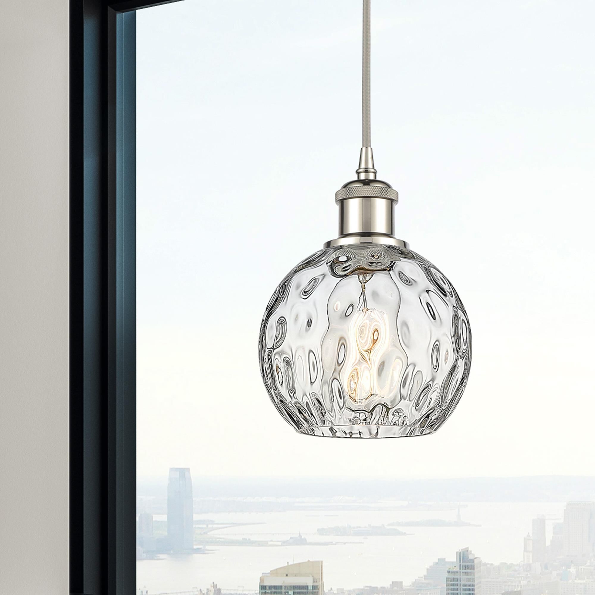 Shown in Polished Nickel finish and Clear glass