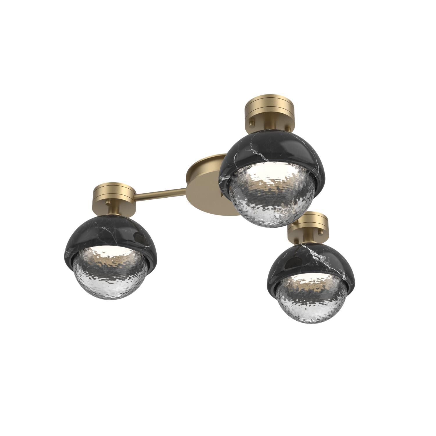 Shown in Gilded Brass finish and Clear glass and Black Marble accent