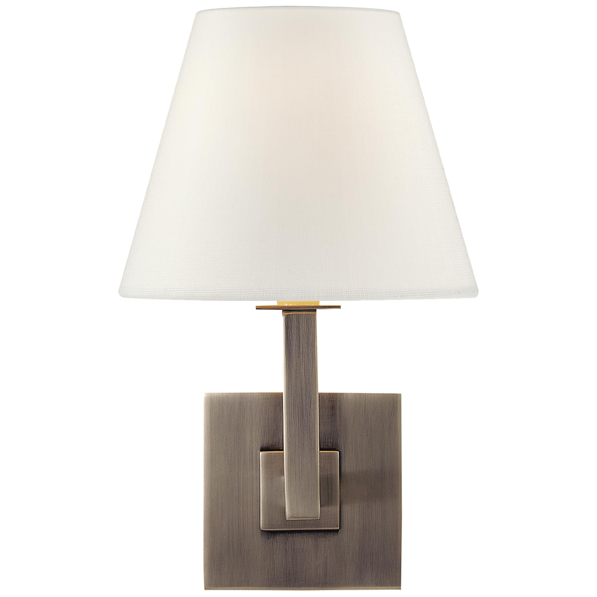 Shown in Brushed Steel finish and Linen shade