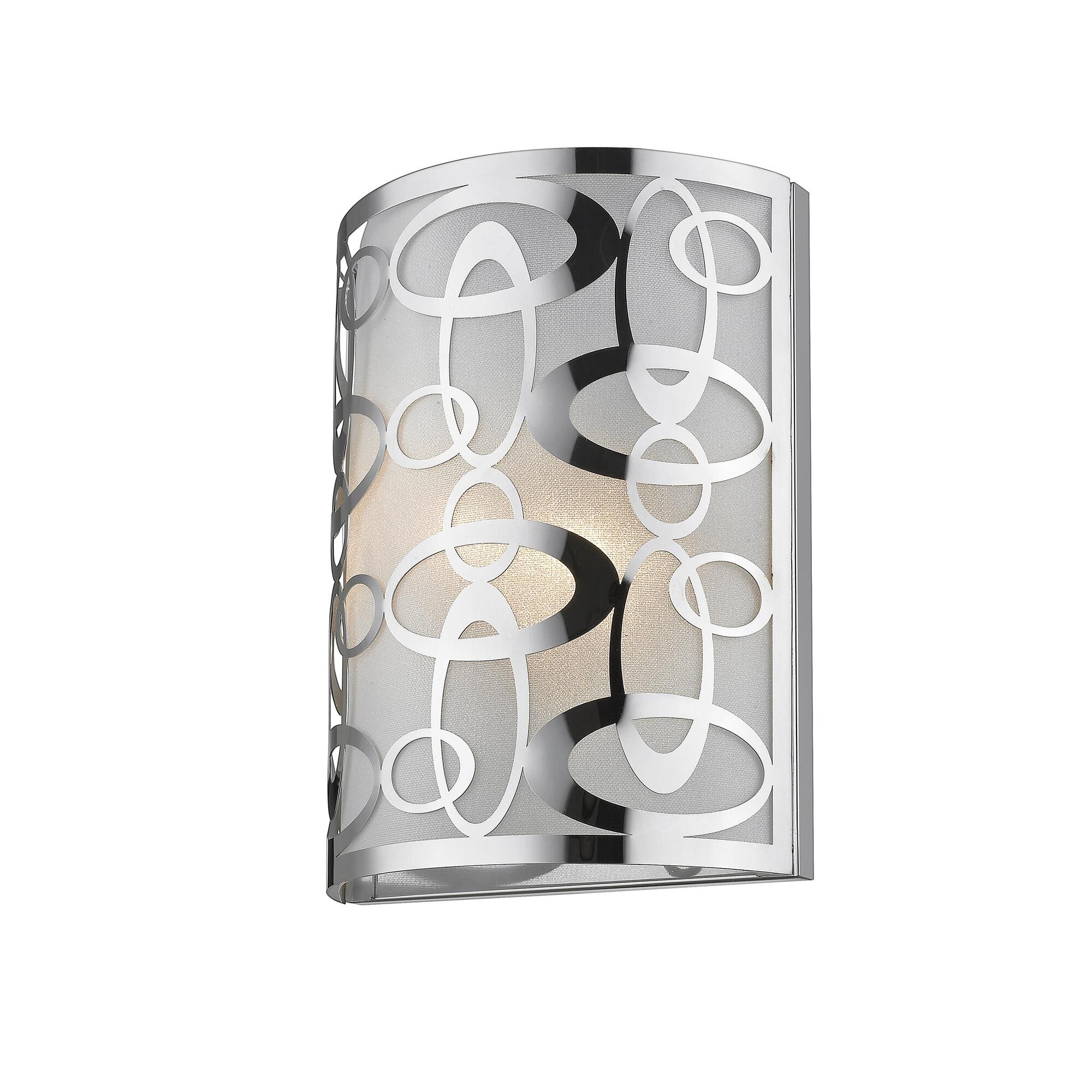 Shown in Chrome finish and Fabric glass and Fabric shade