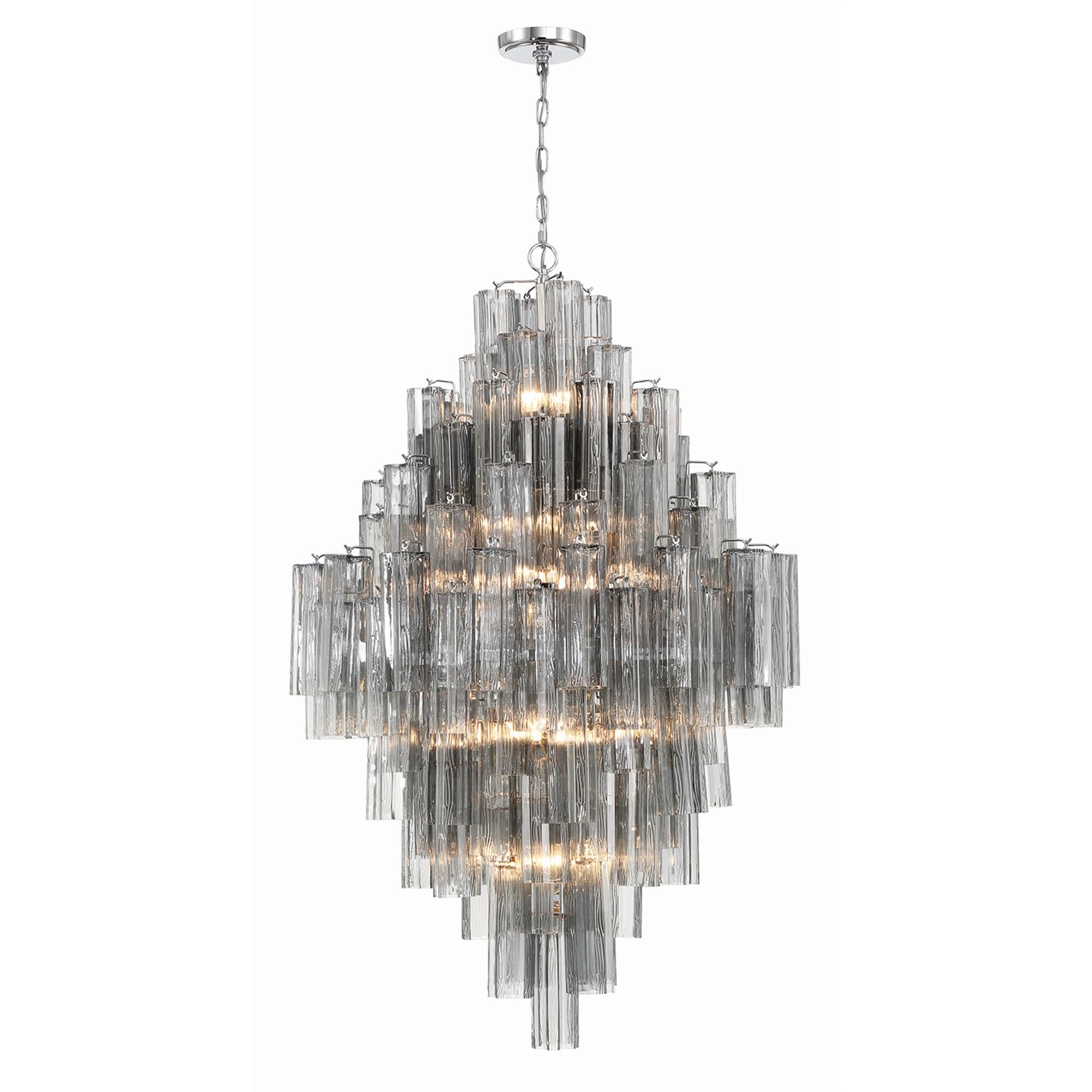 Shown in Polished Chrome finish and Tronchi Glass Smoke crystal