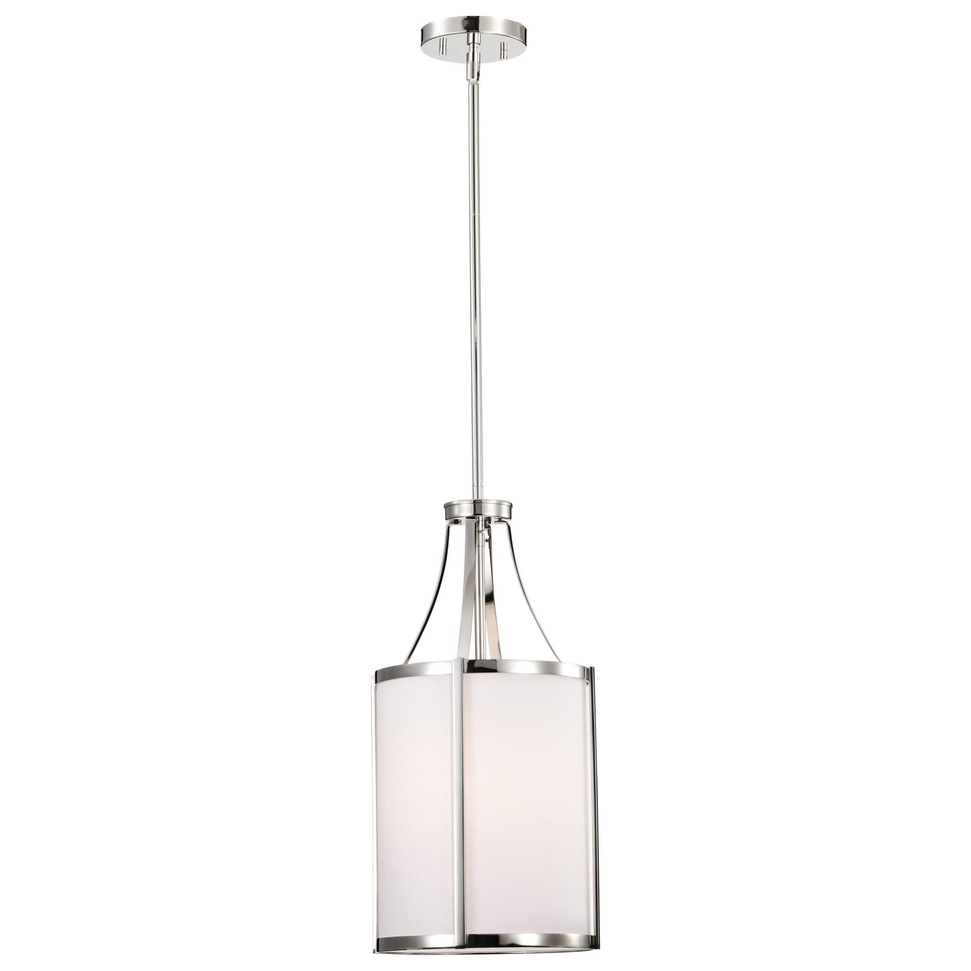 Shown in Polished Nickel finish and White Linen shade