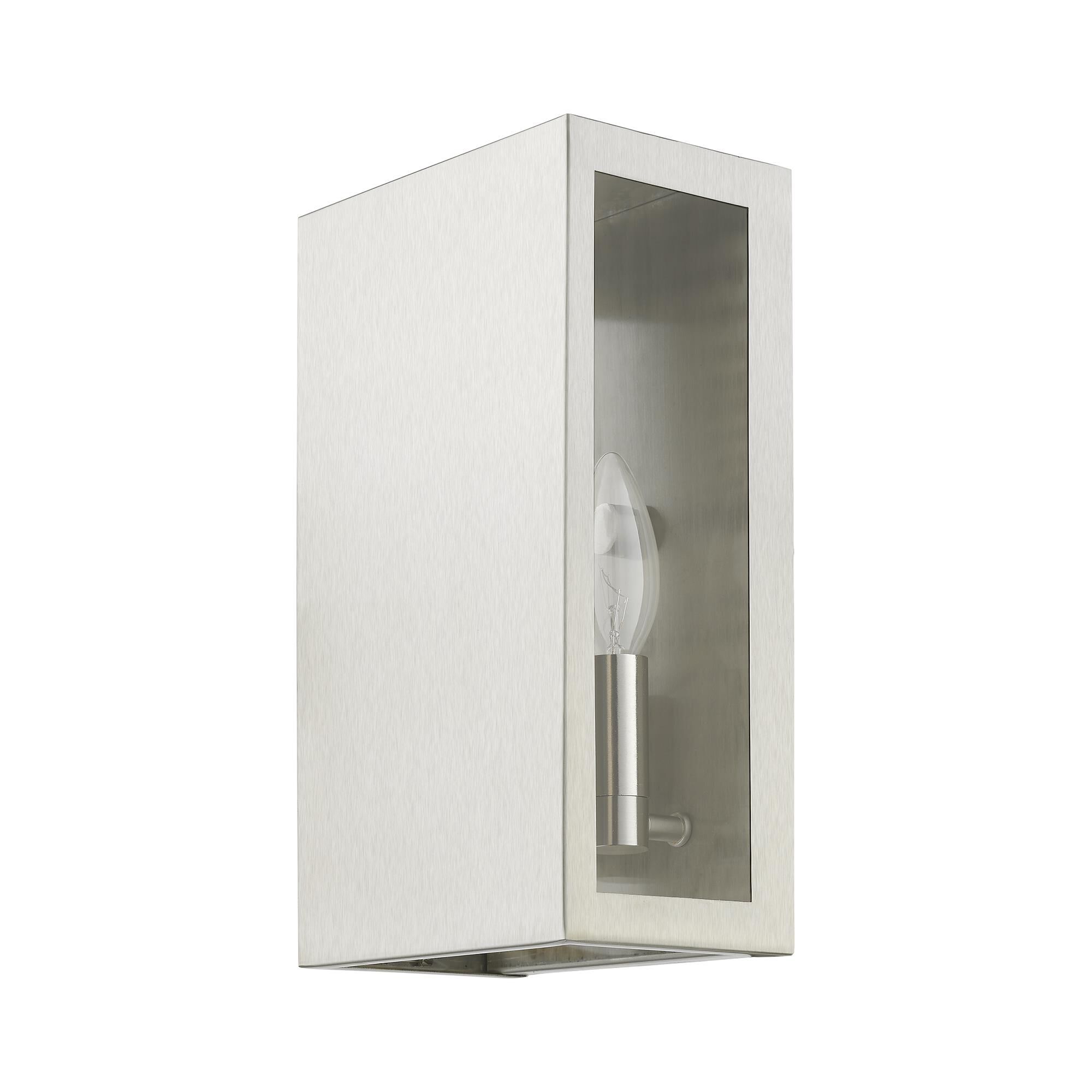 Shown in Brushed Nickel finish and Clear glass