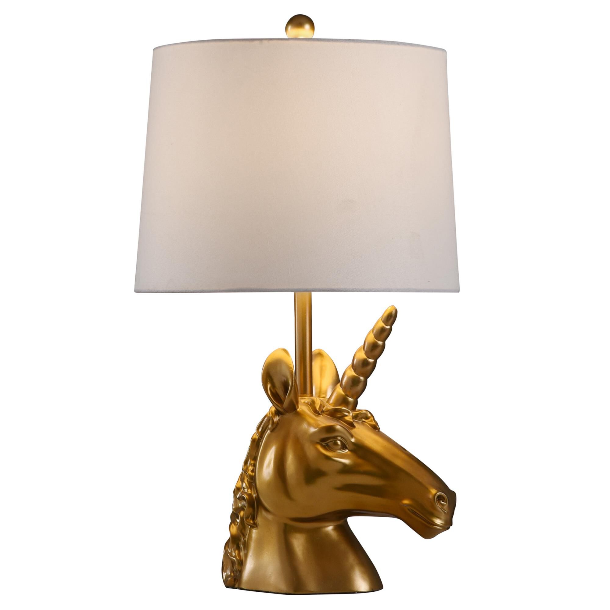 Shown in Gold, Brass, White finish and White Polyester Fabric shade
