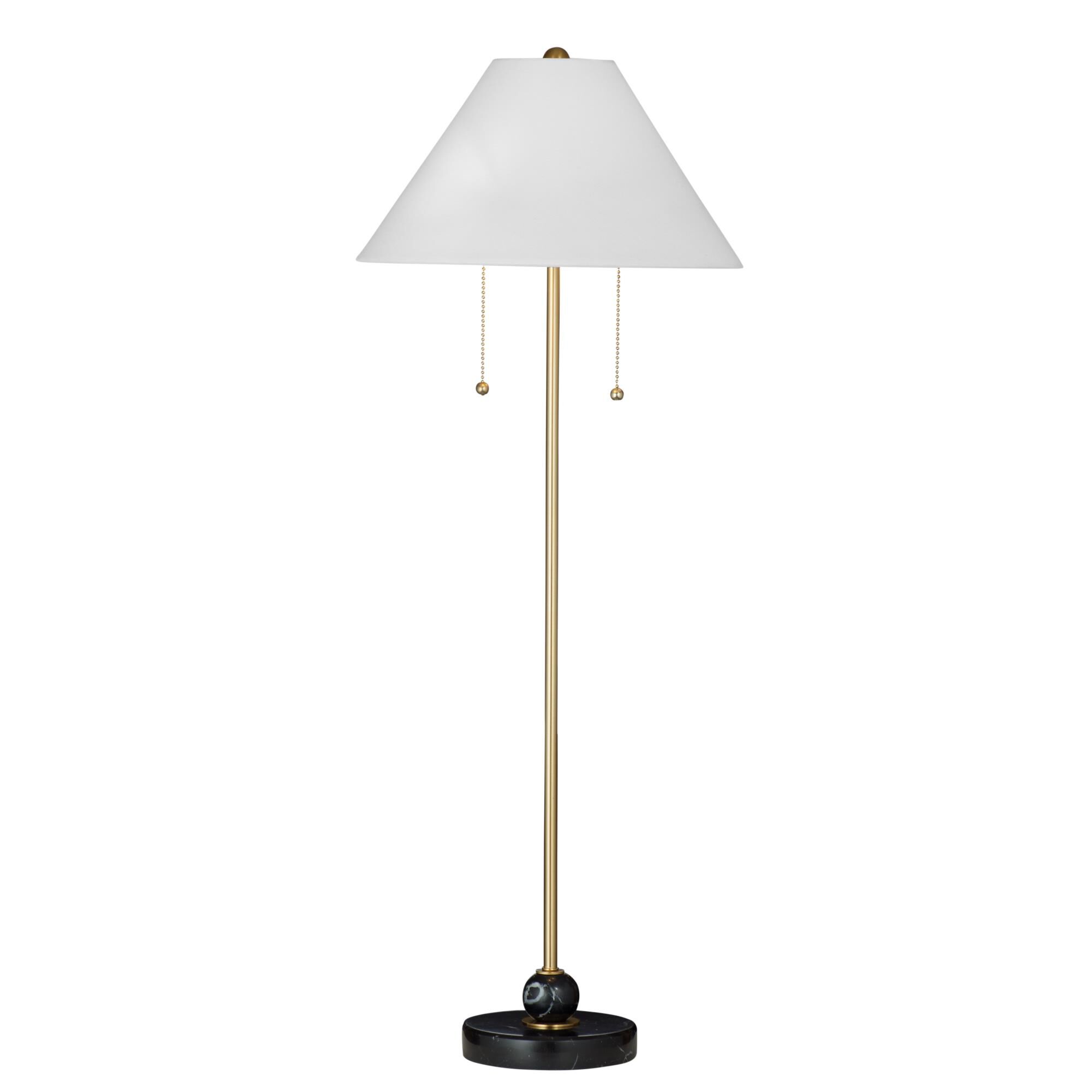 Shown in Brass finish and White shade