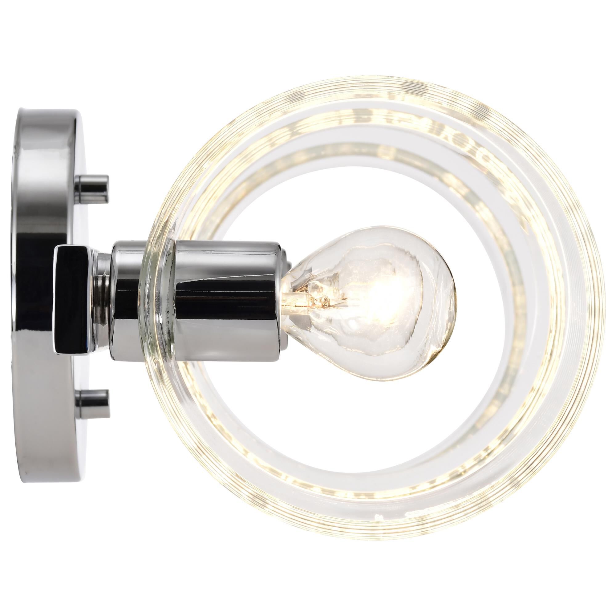 Shown in Polished Nickel finish and Clear glass