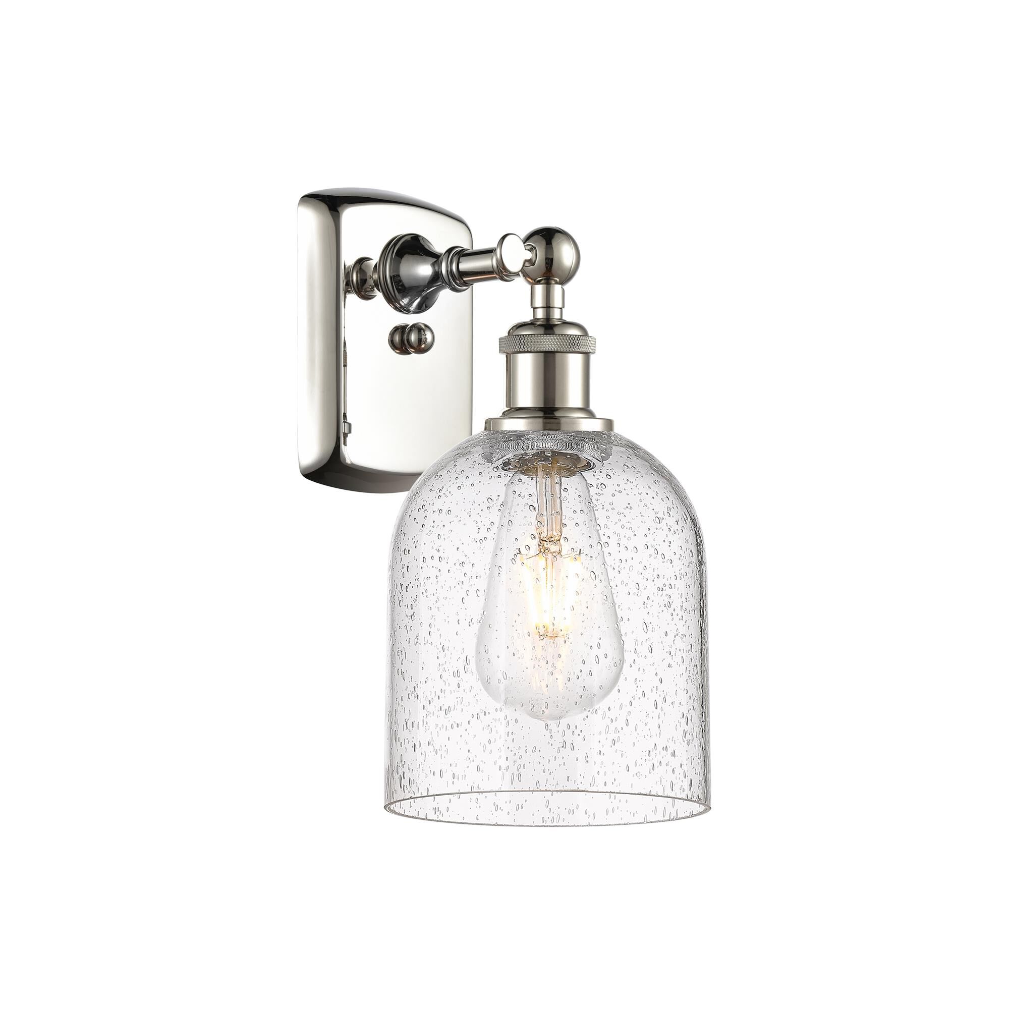 Shown in Polished Nickel finish and Seedy glass