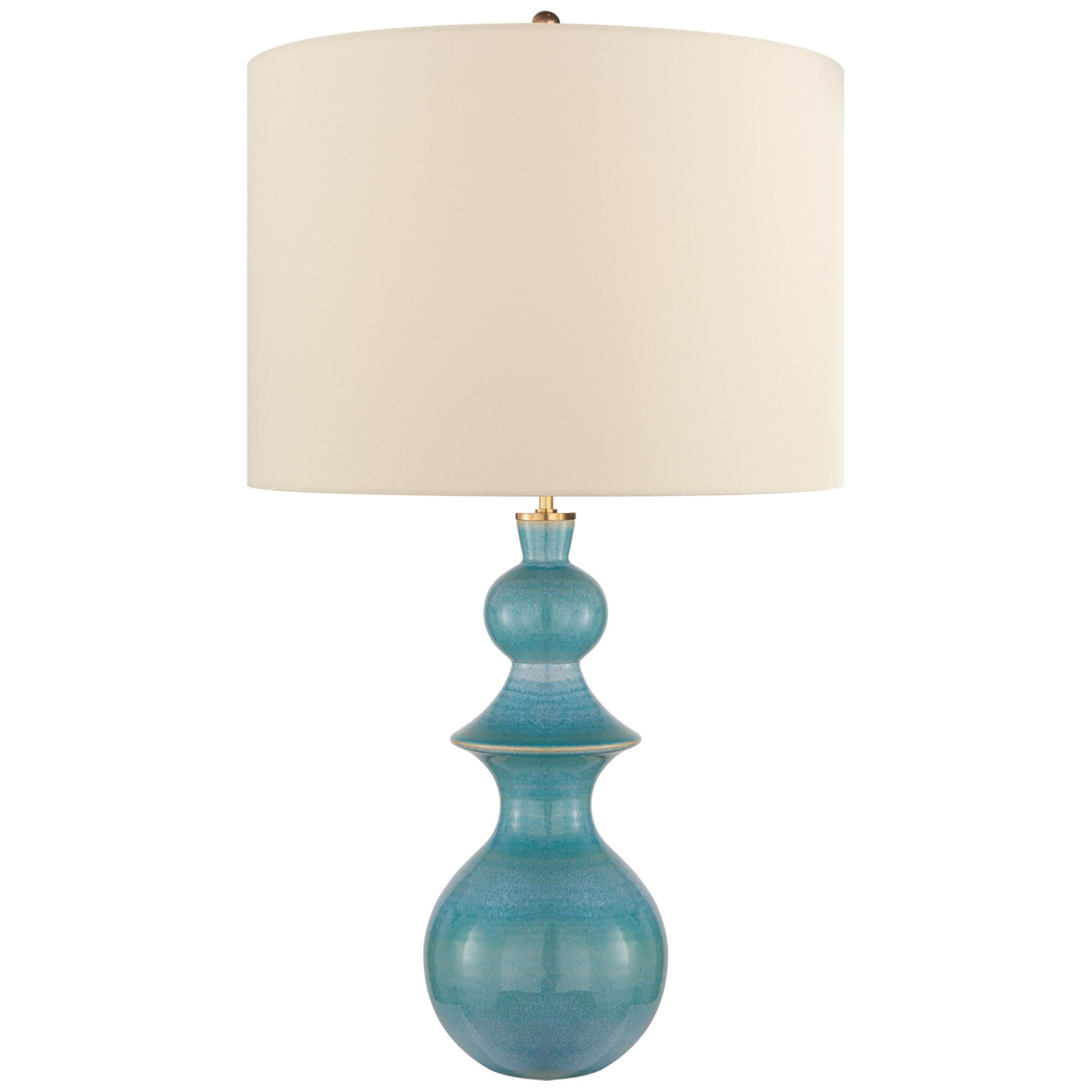 Shown in Sandy Turquoise finish and Linen shade