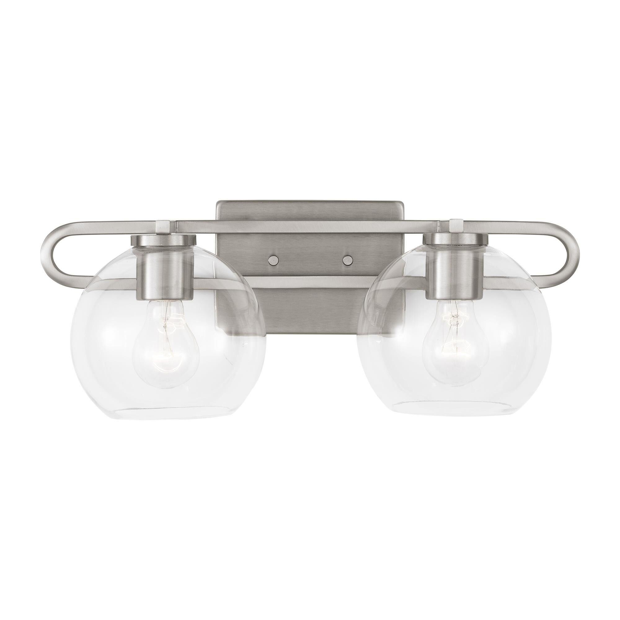 Shown in Brushed Nickel Silver finish and Clear glass and Clear Glass shade