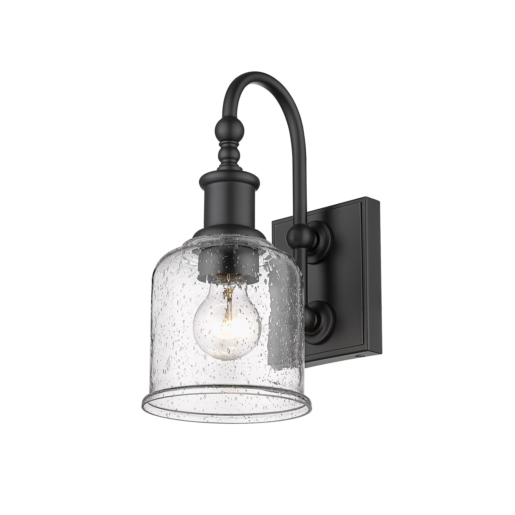 Shown in Matte Black finish and Glass shade