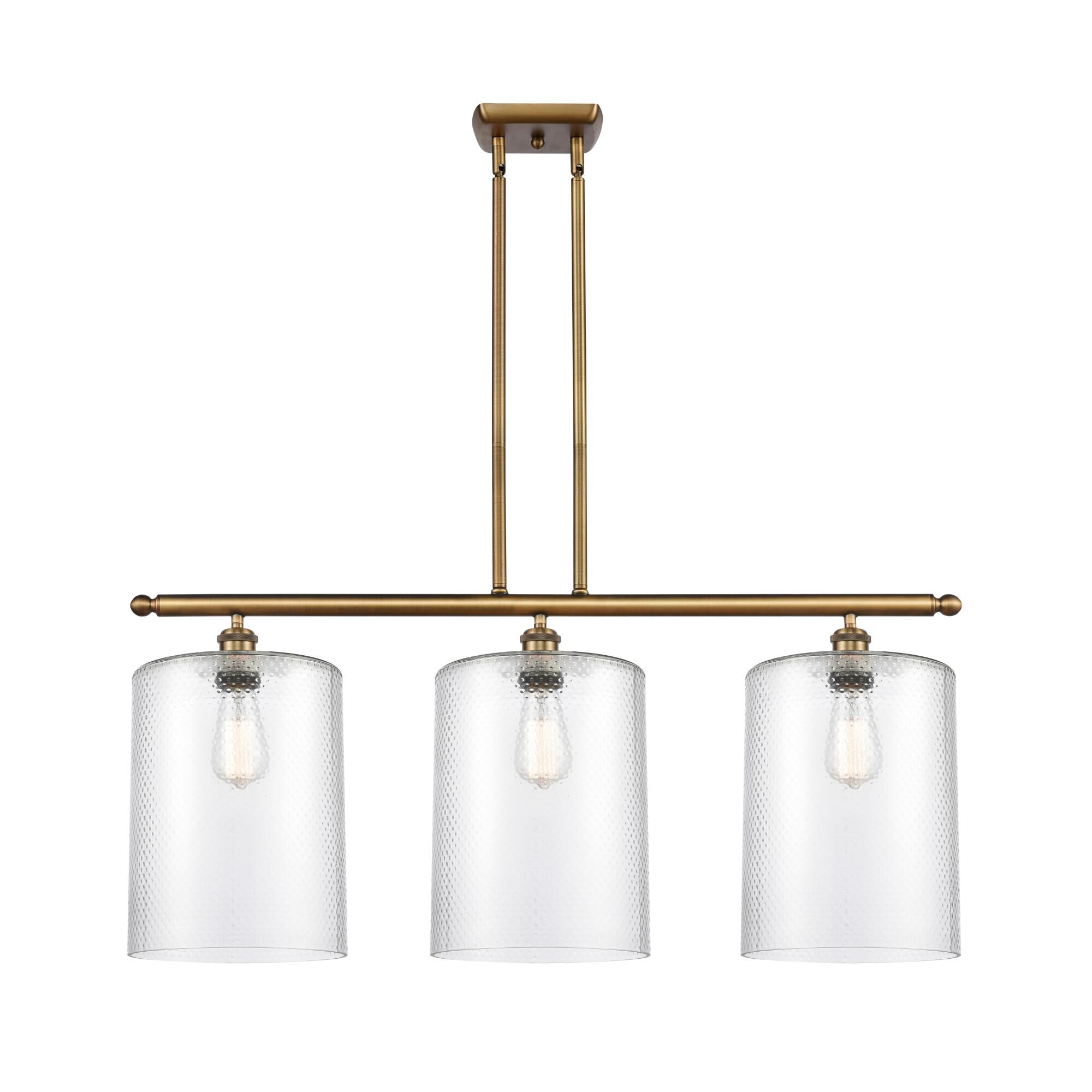 Shown in Brushed Brass finish and Clear glass