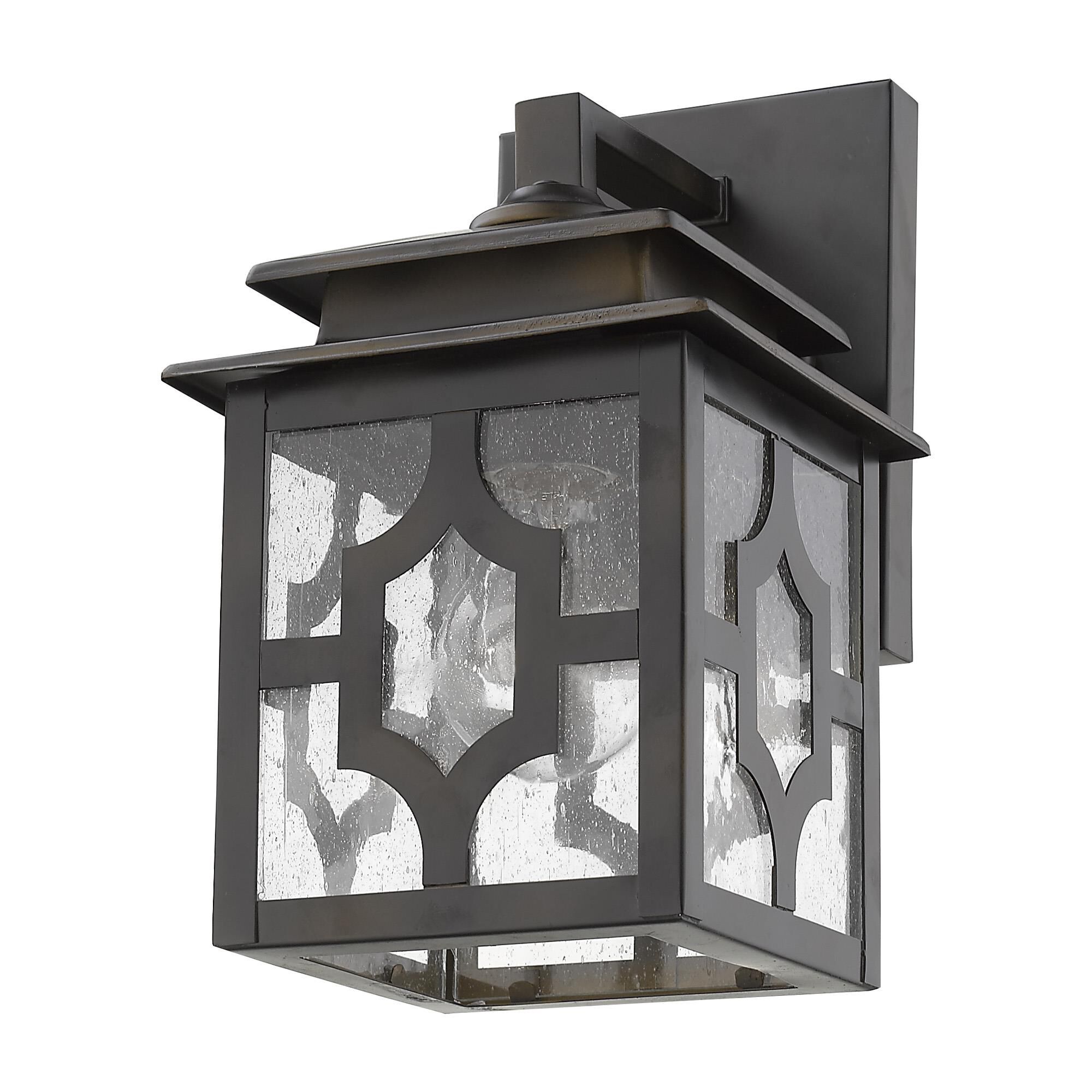 Shown in Oil-Rubbed Bronze finish and Clear glass and Clear, Seedy Glass Panes shade