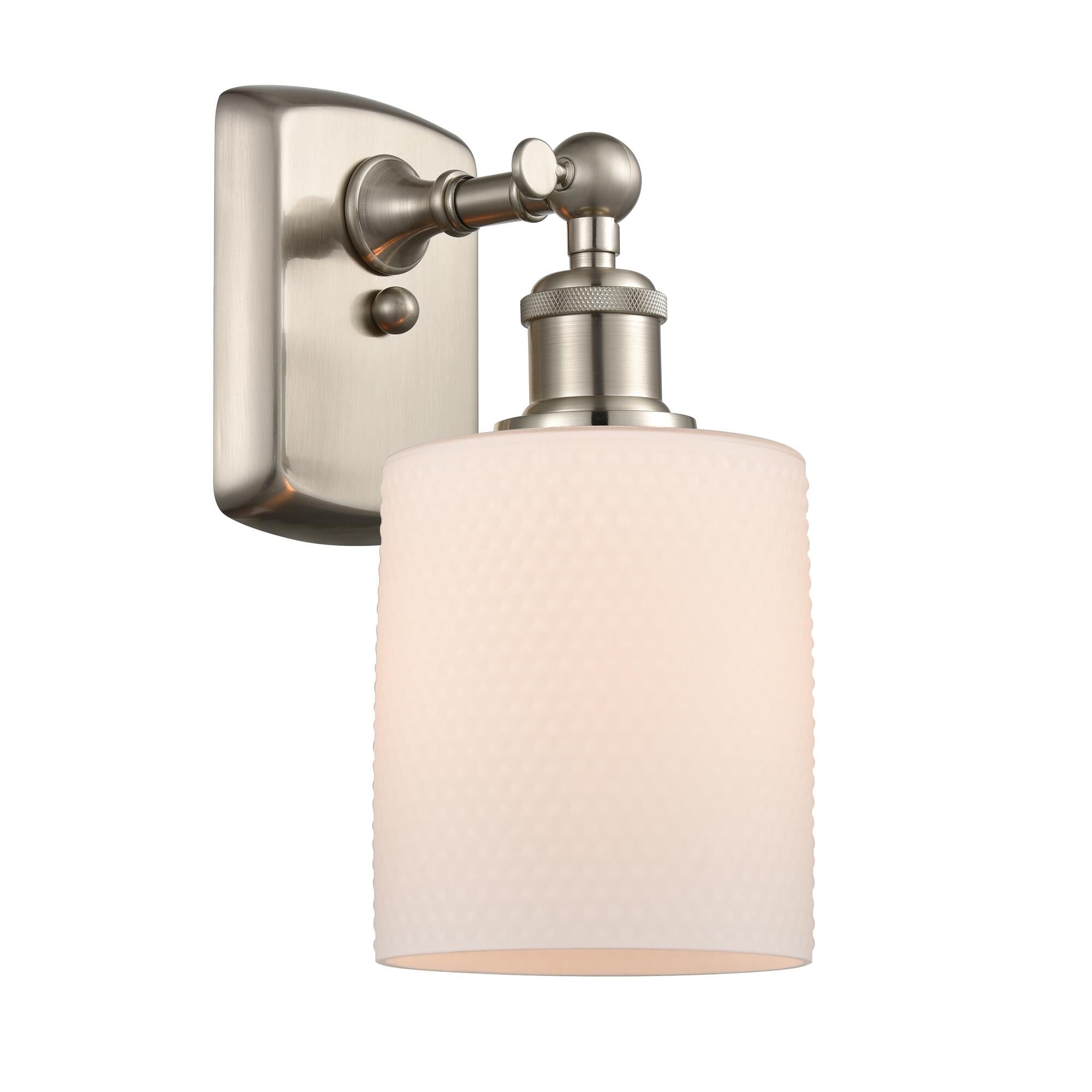 Shown in Satin Nickel finish and Matte White - Drum glass