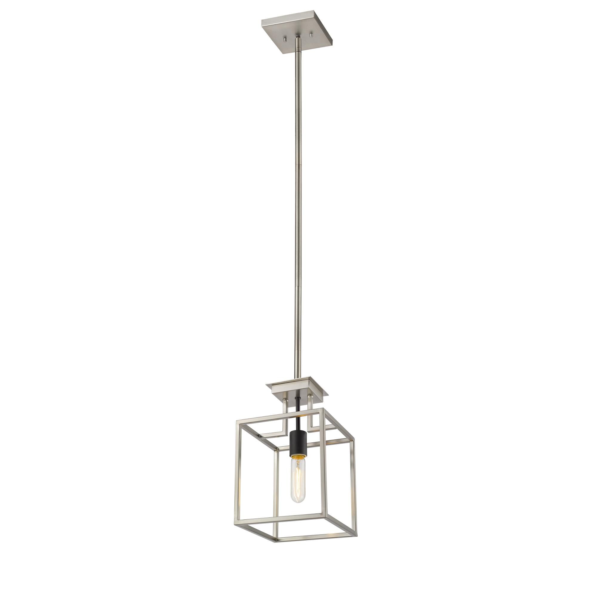 Shown in Brushed Nickel + Black finish and --- glass and --- shade