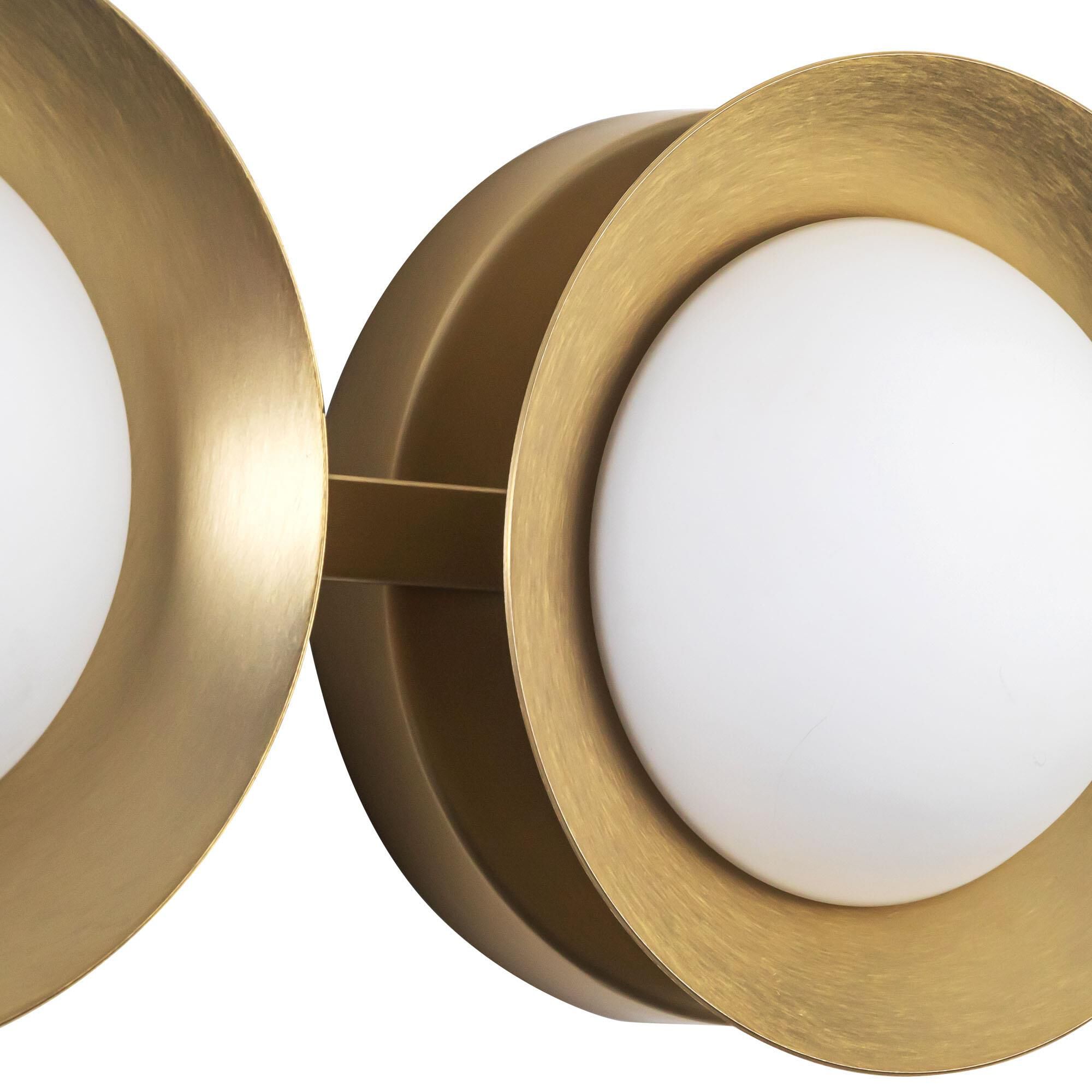 Shown in Brushed Gold finish and Opal glass