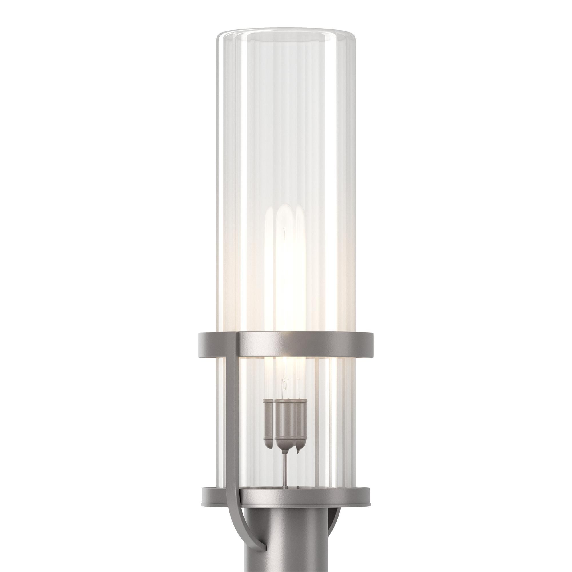 Shown in Coastal Burnished Steel finish and Clear glass and Clear Glass shade