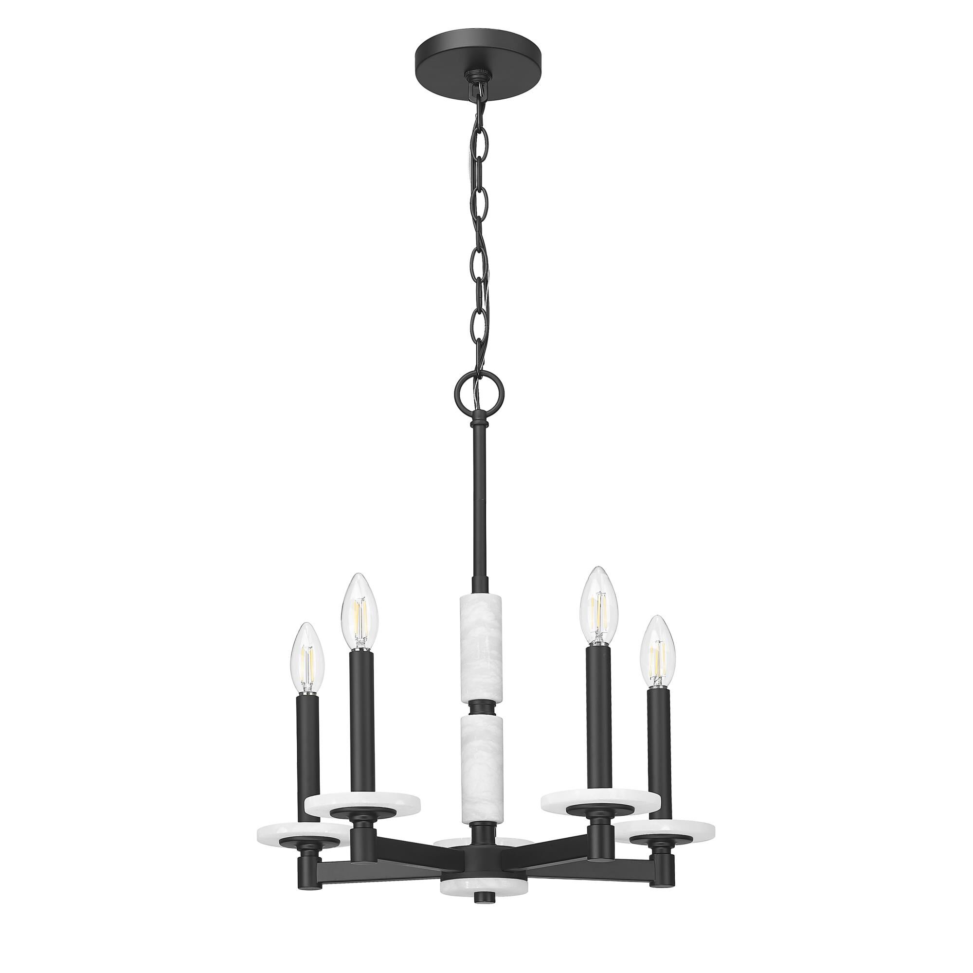 Shown in Matte Black finish and Alabaster glass and Alabaster shade