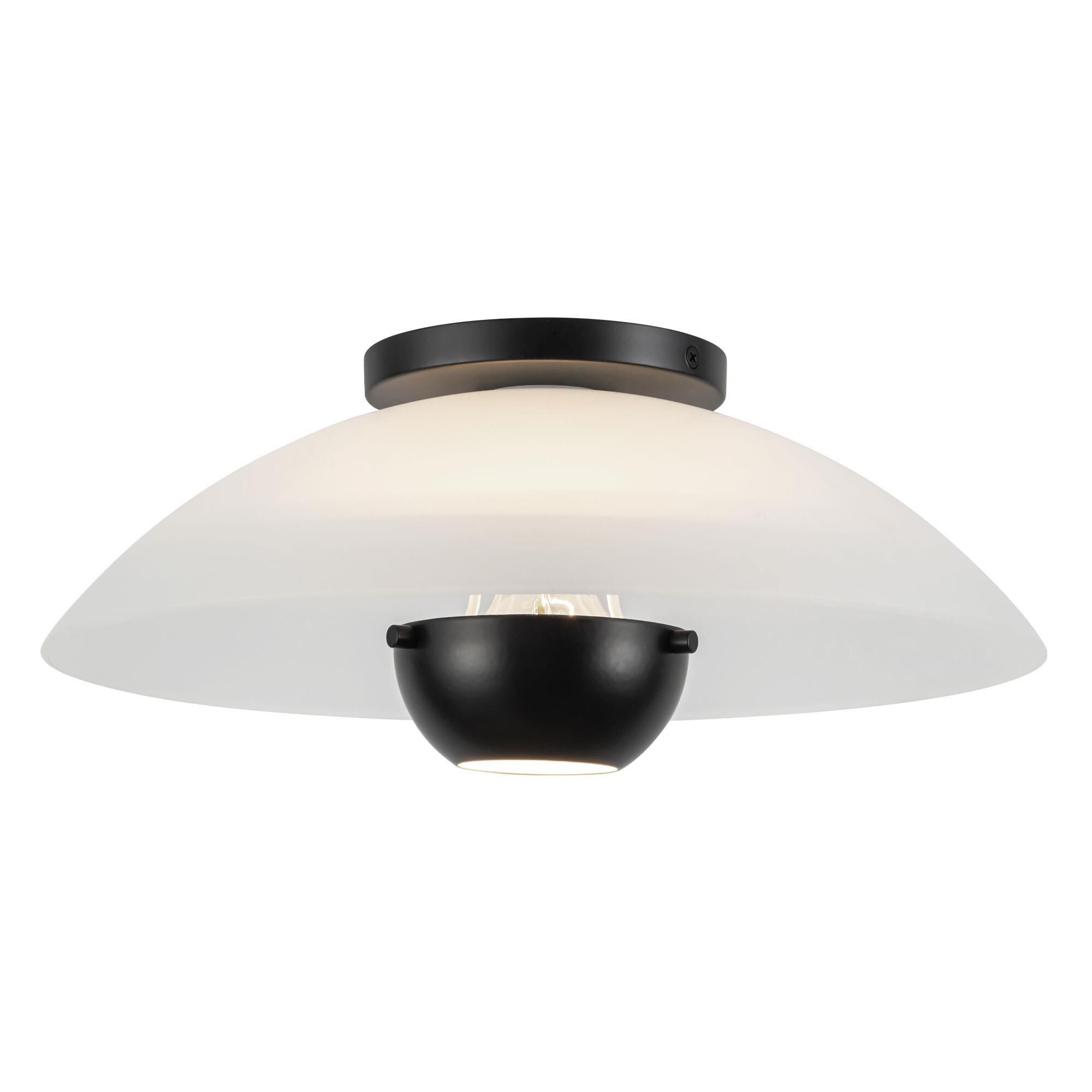 Shown in Black finish and Matte Opal Glass shade