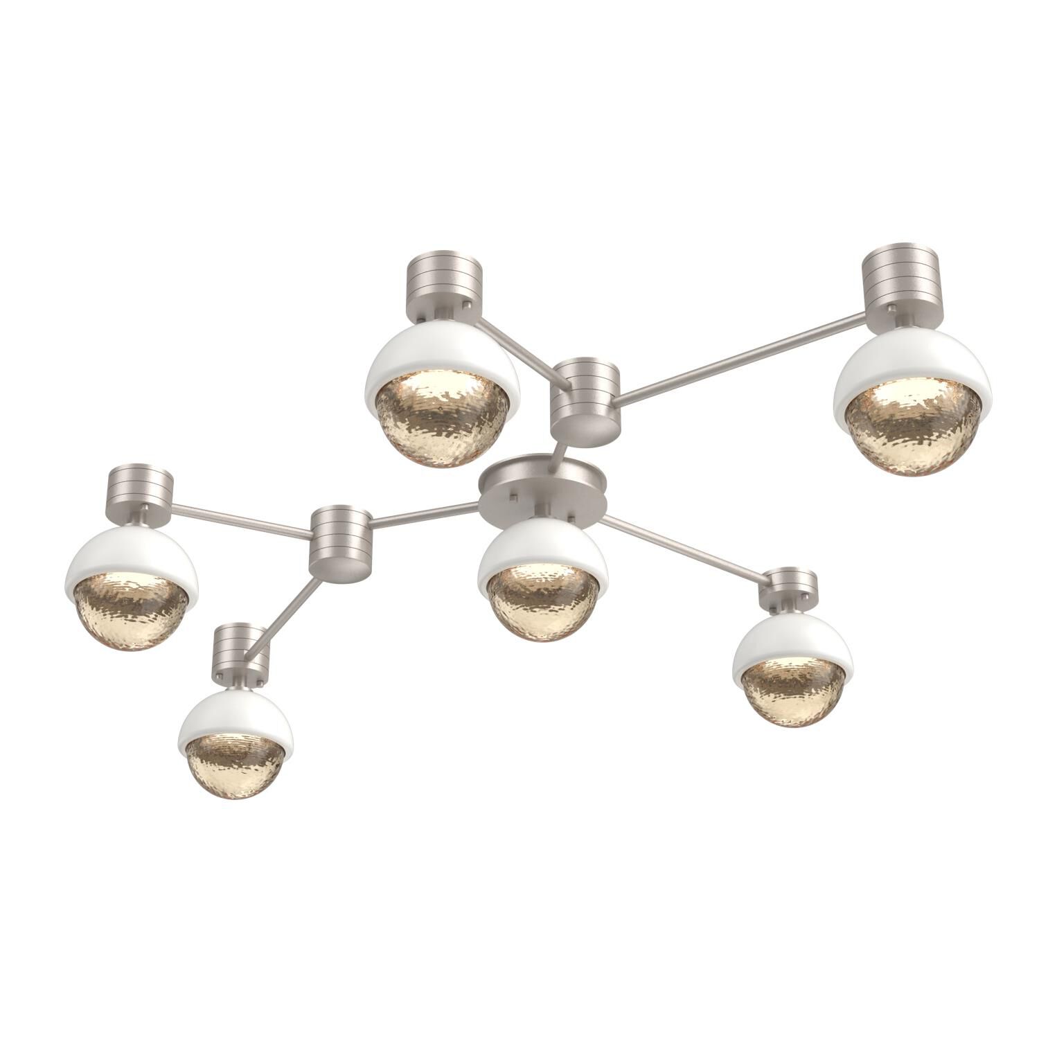 Shown in Beige Silver finish and Amber glass and Salt White accent