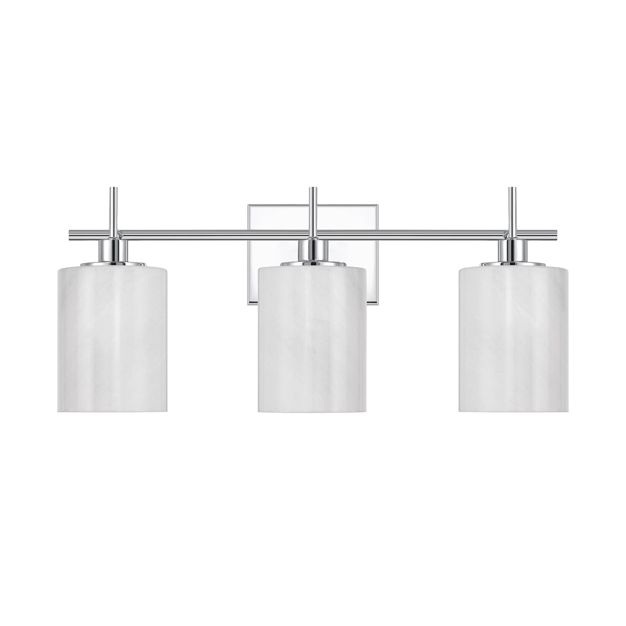 Shown in Chrome finish and White Strie glass