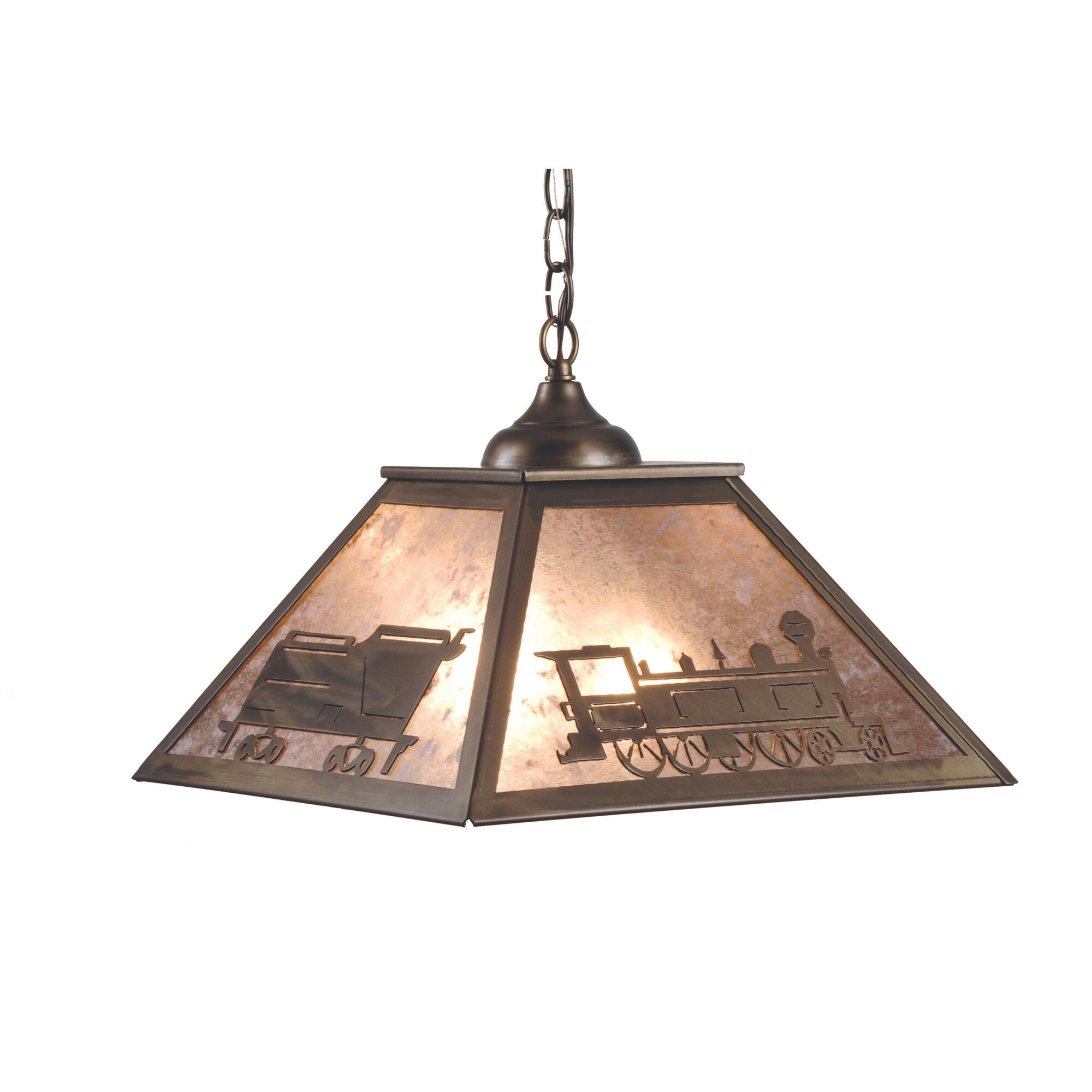 Shown in Antique Copper Finish finish and Silver Mica glass