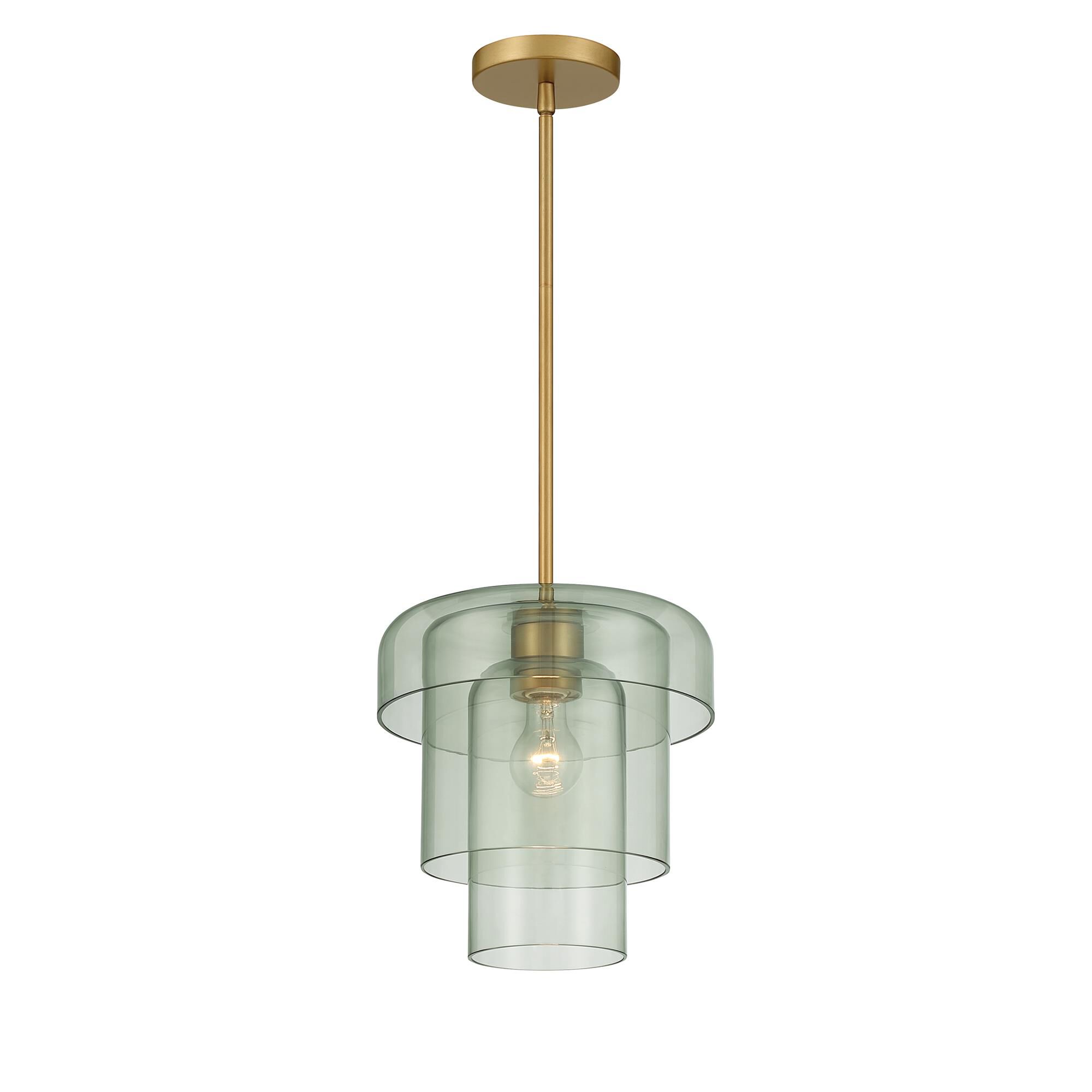 Shown in Legacy Brass finish and Green glass