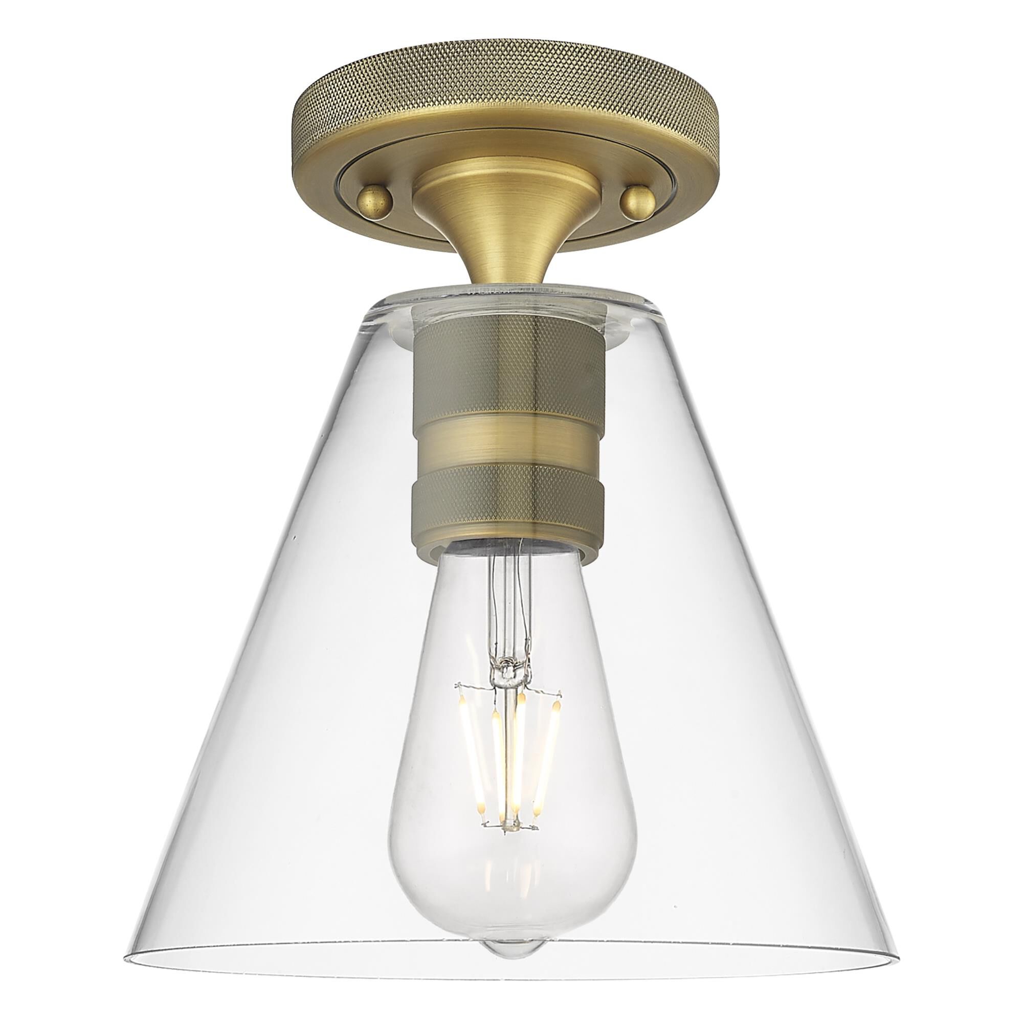 Shown in Brushed Brass finish and Clear glass