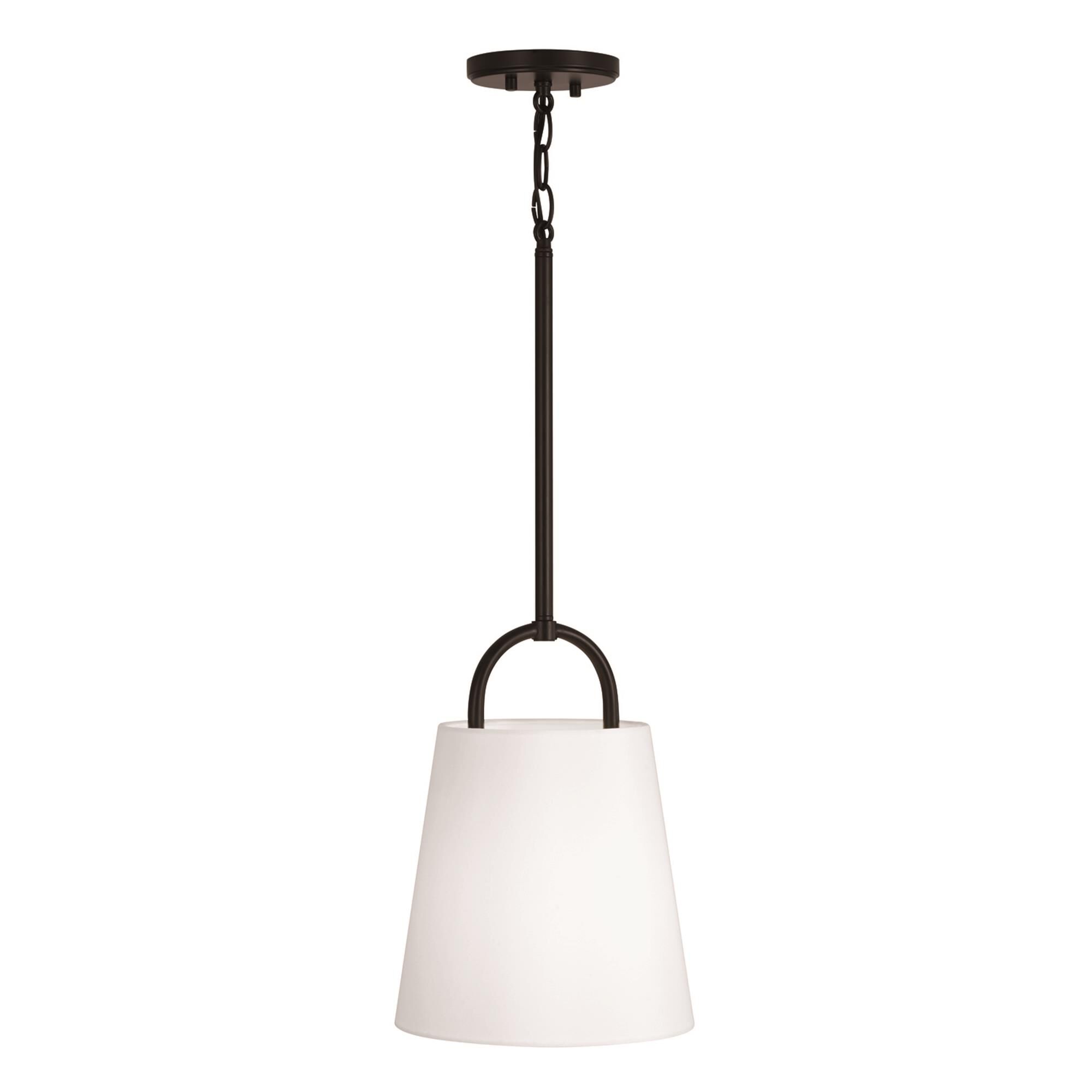 Shown in Matte Black finish and White Fabric shade