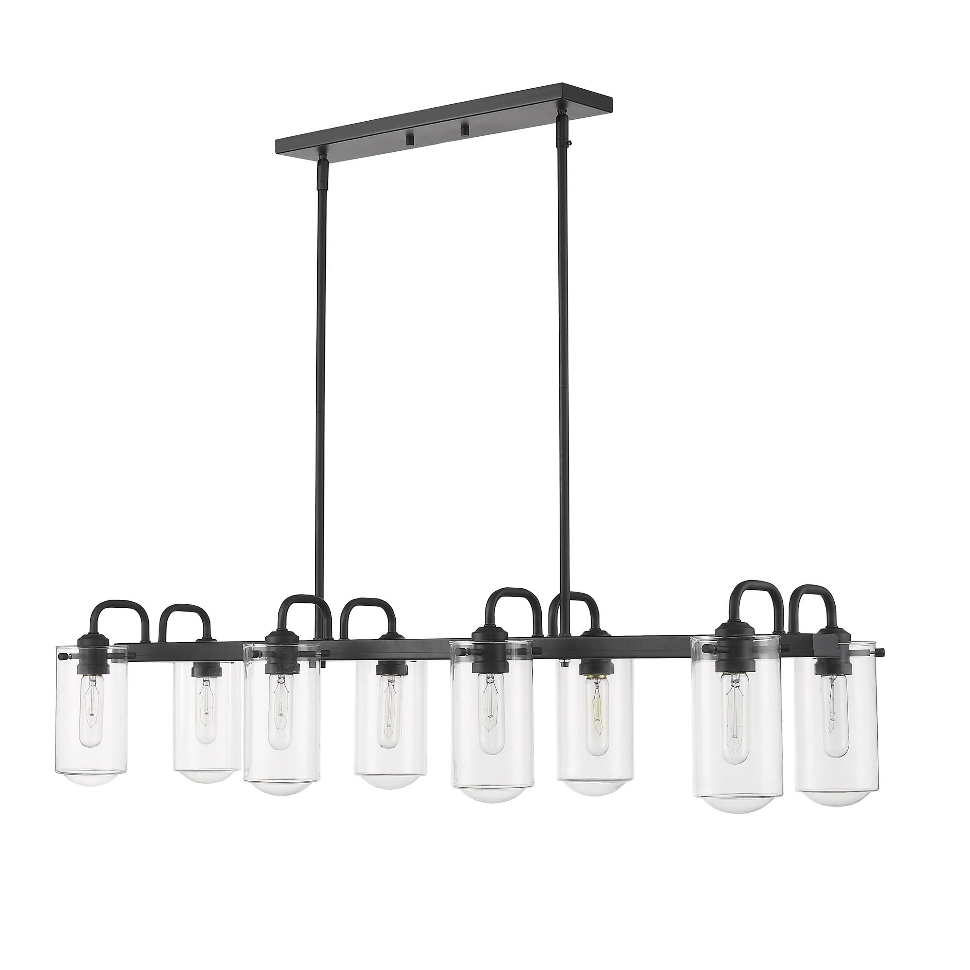 Shown in Matte Black finish and Glass shade