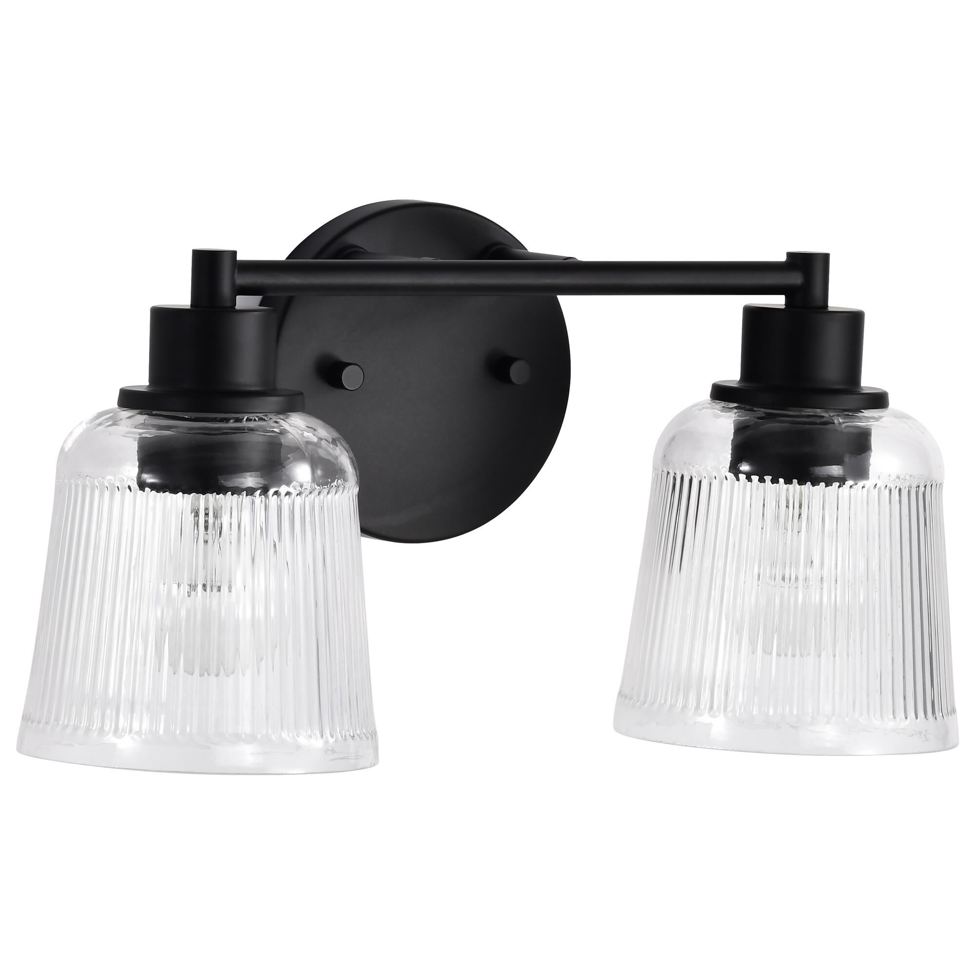 Shown in Matte Black finish and Clear Ribbed glass