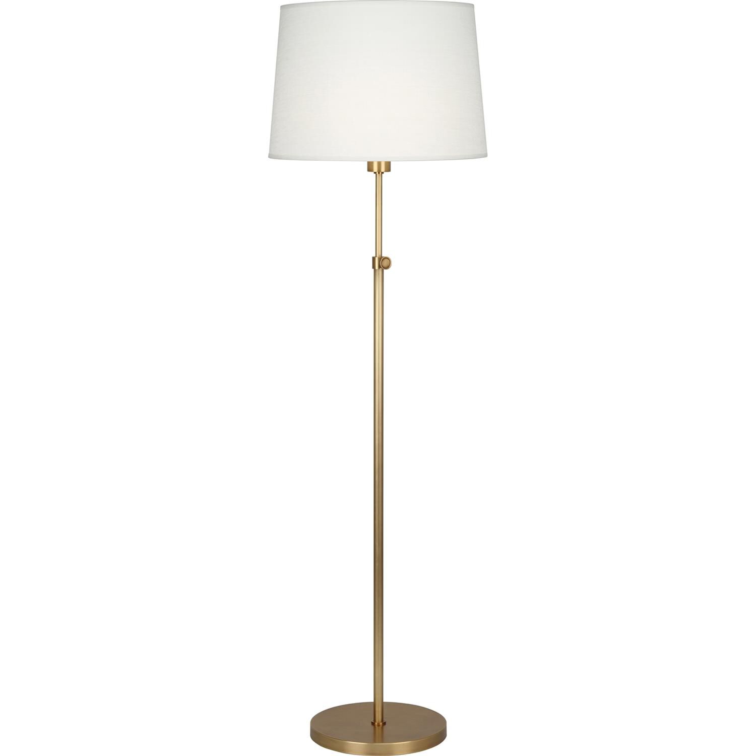 Shown in Aged Brass finish and Oyster Linen shade