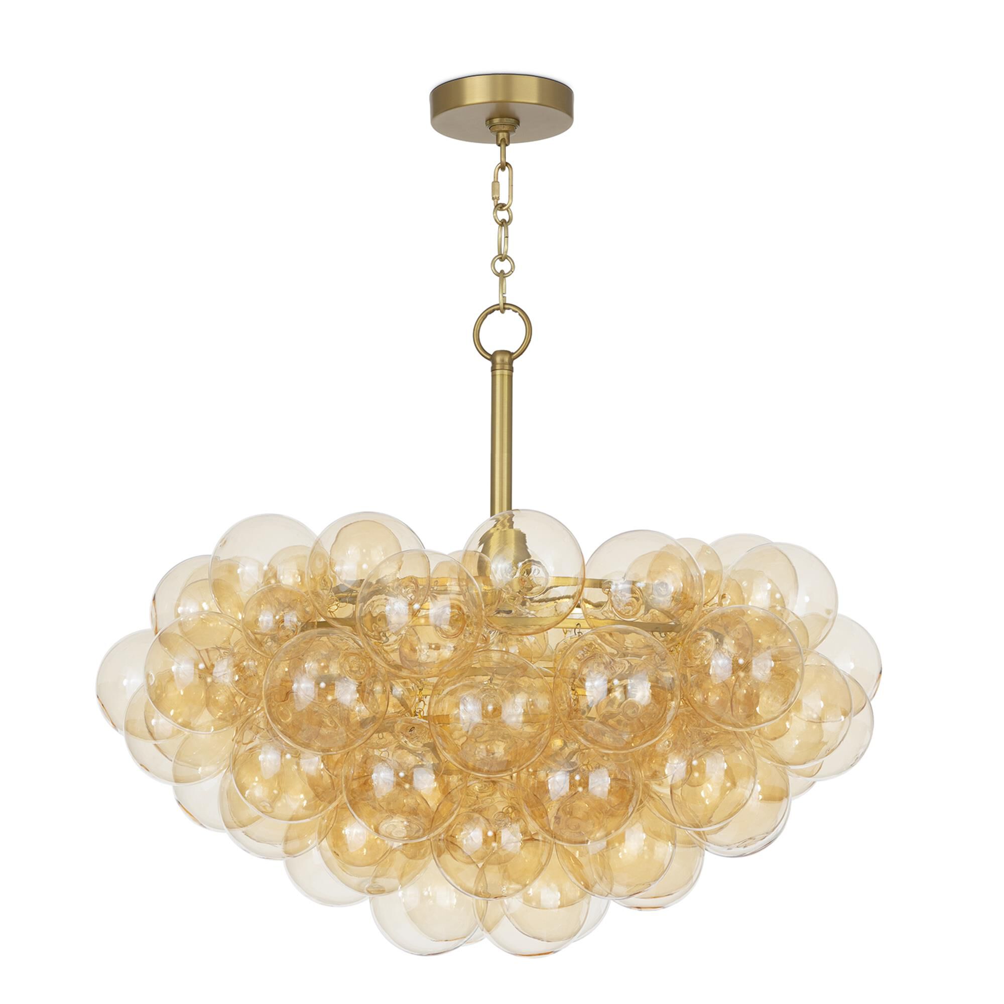 Shown in Natural Brass finish and Amber glass