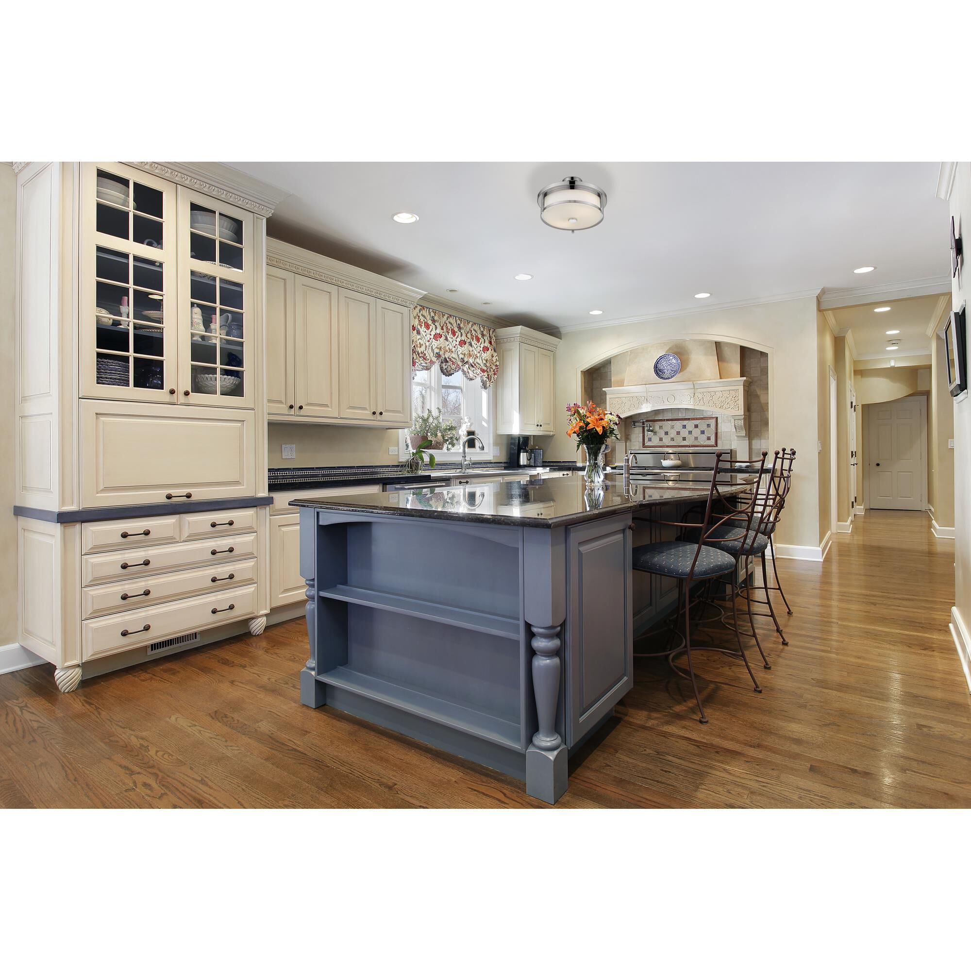 Shown in Chrome finish and Glass shade