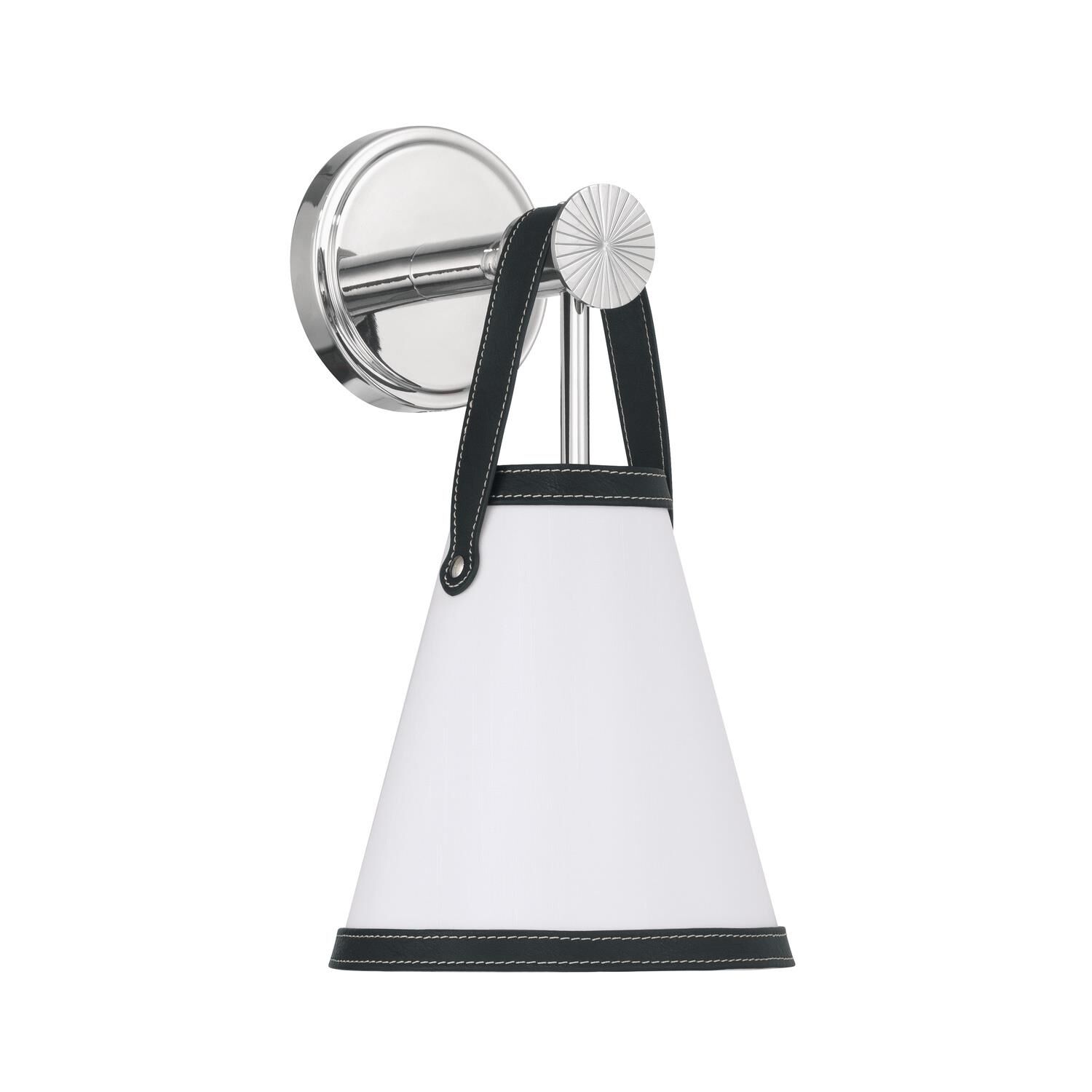 Shown in Polished Nickel finish and Fabric glass and Fabric shade