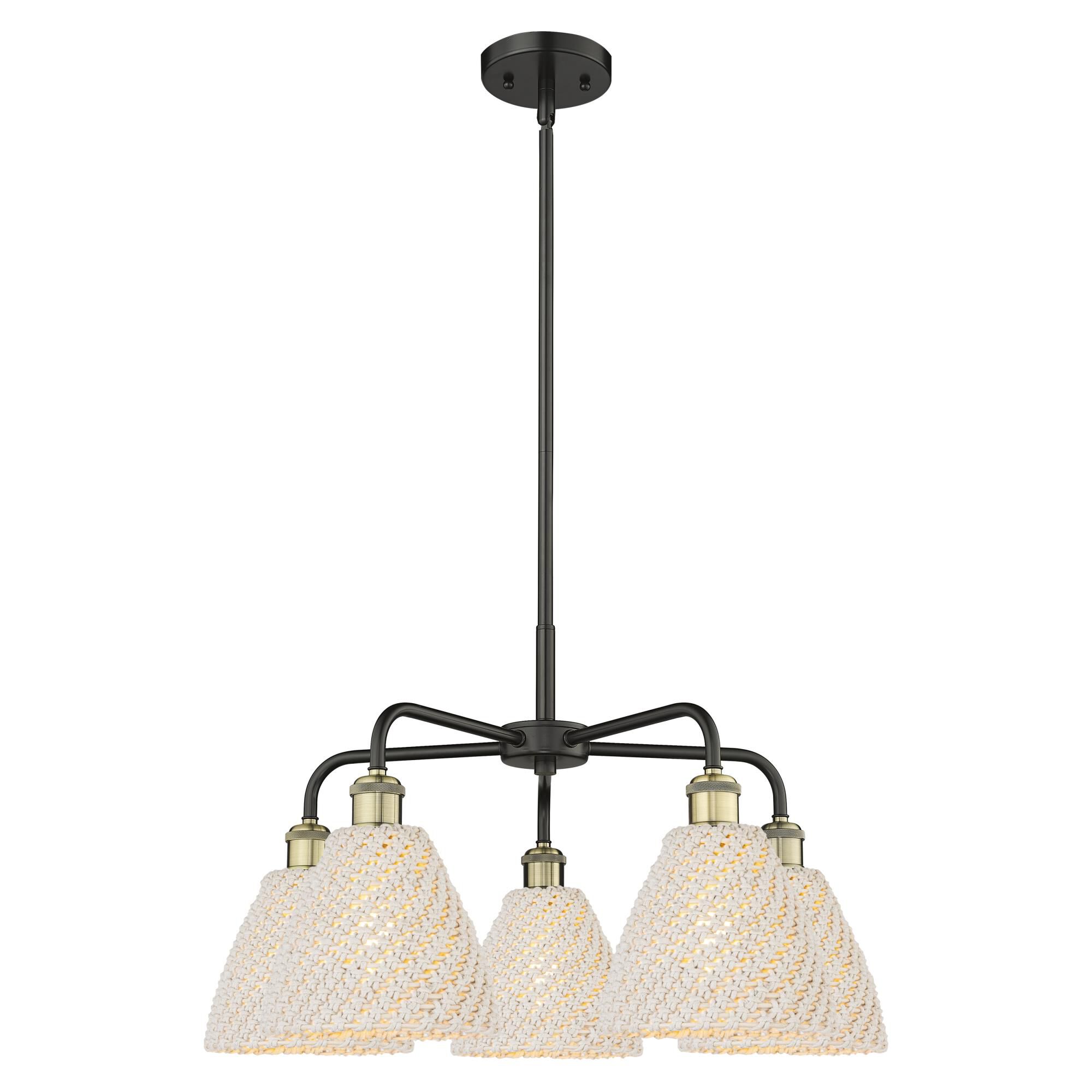 Shown in Black Antique Brass finish and Natural shade