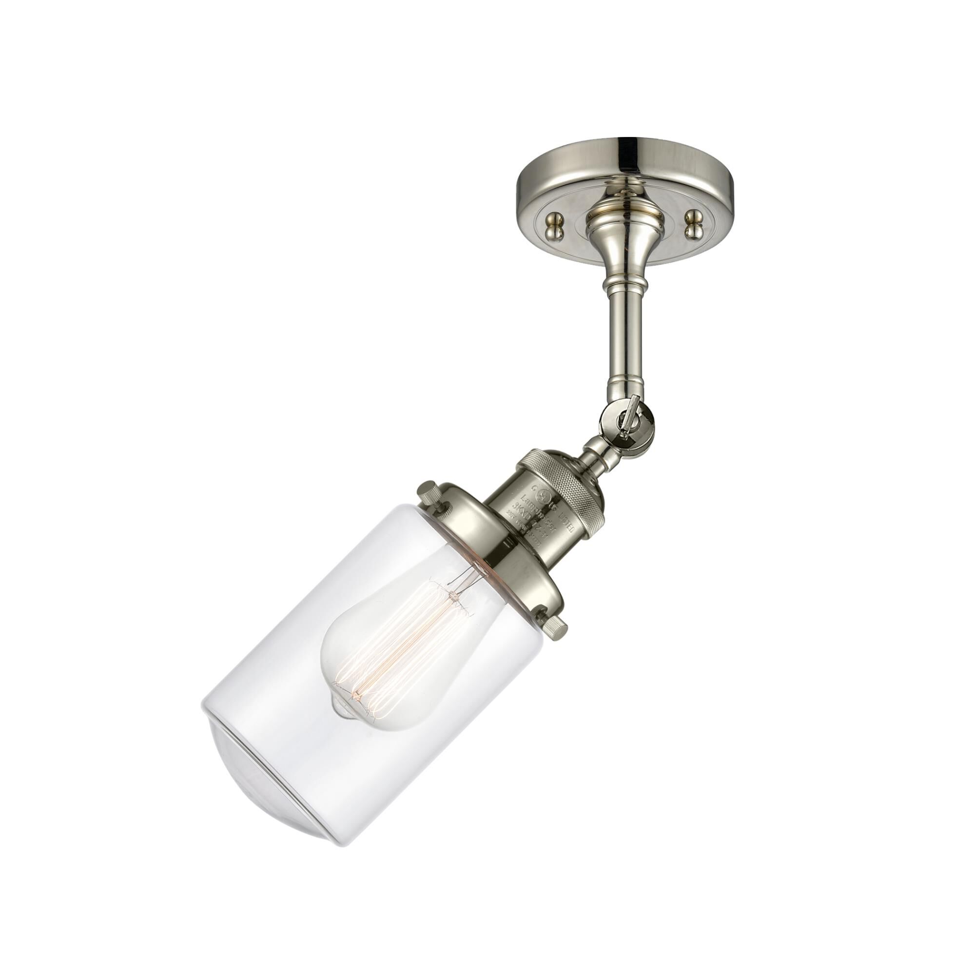 Shown in Polished Nickel finish and Schoolhouse glass and Glass shade and Bulb Tint - Amber accent