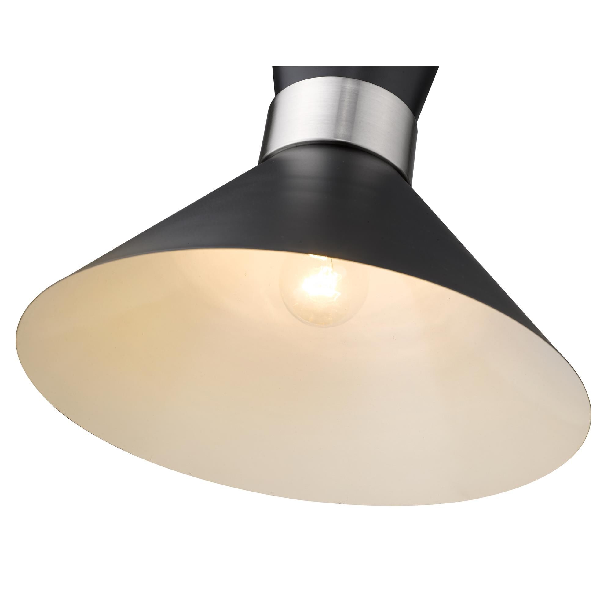 Shown in Matte Black + Brushed Nickel finish and Metal glass and Metal shade