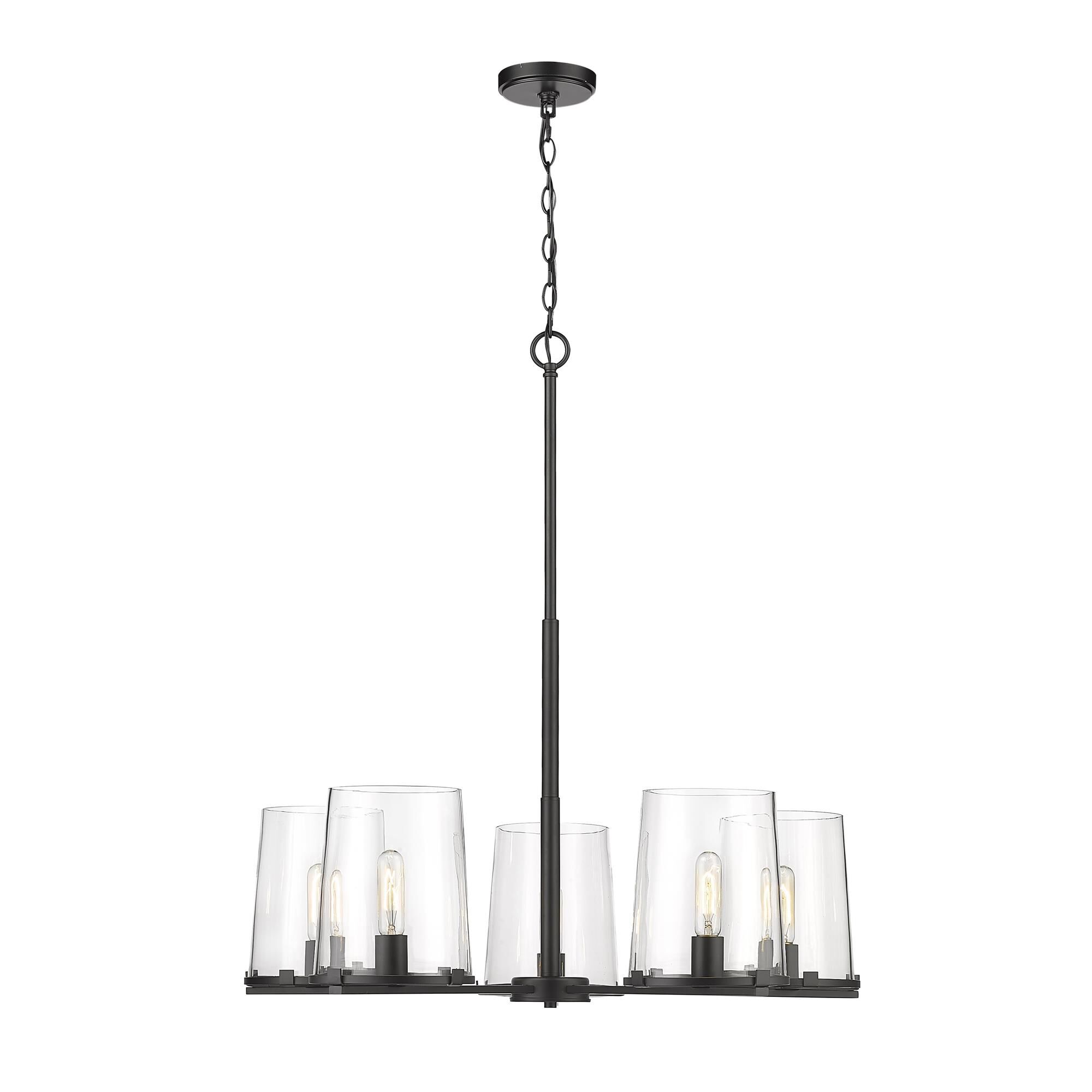 Shown in Matte Black finish and Glass shade