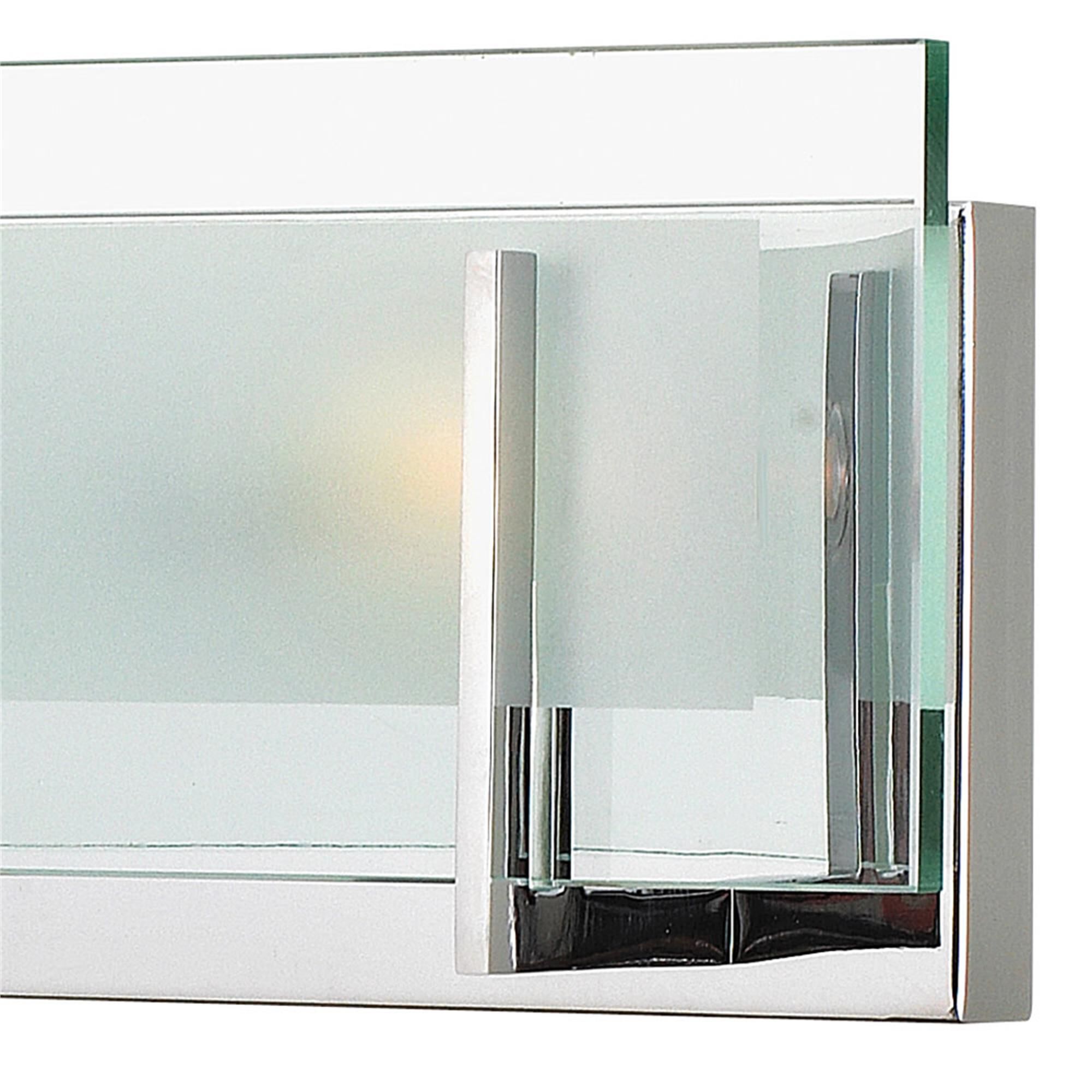 Shown in Chrome finish and Clear Beveled Inside-Etched glass