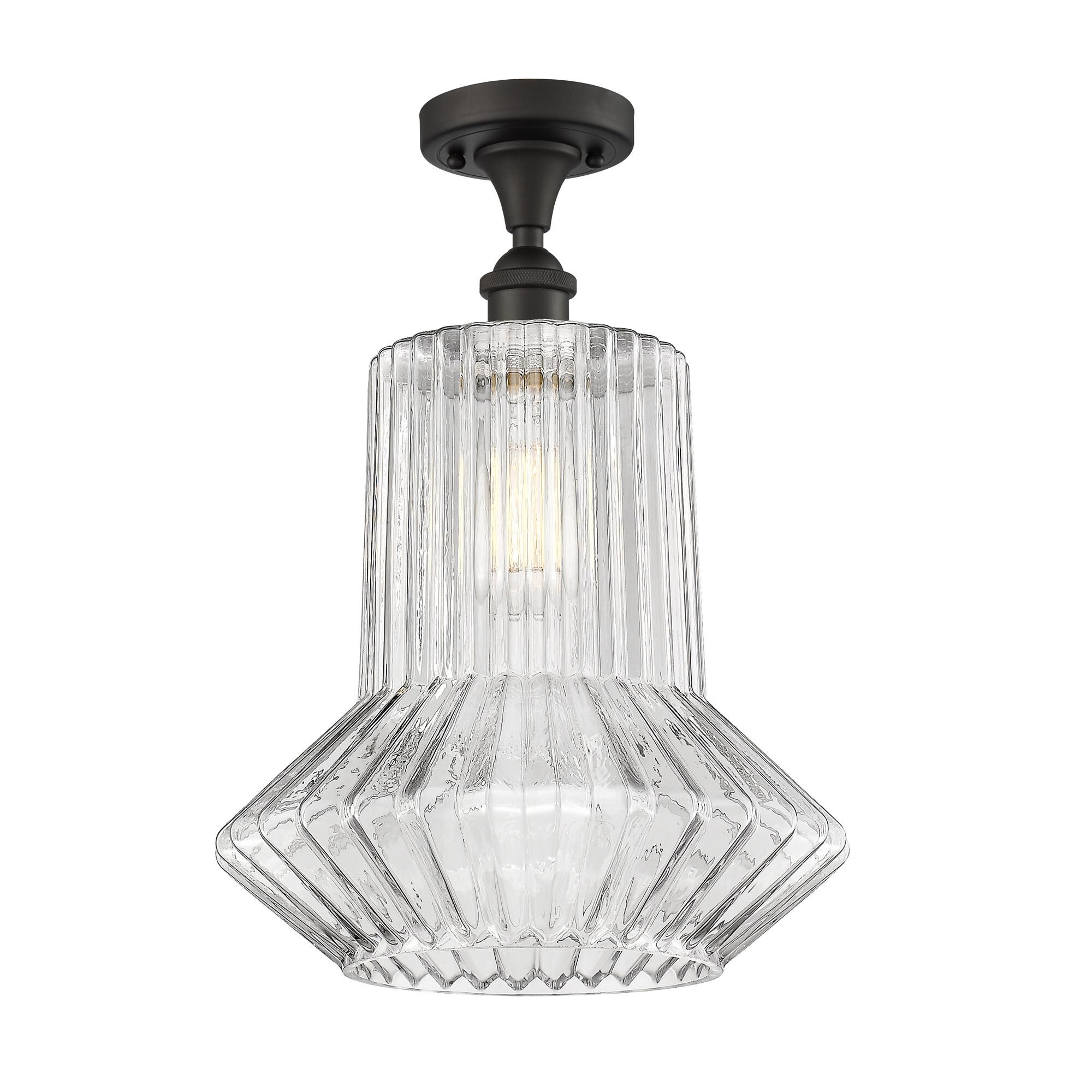 Shown in Oil Rubbed Bronze finish and Clear Spiral Fluted glass
