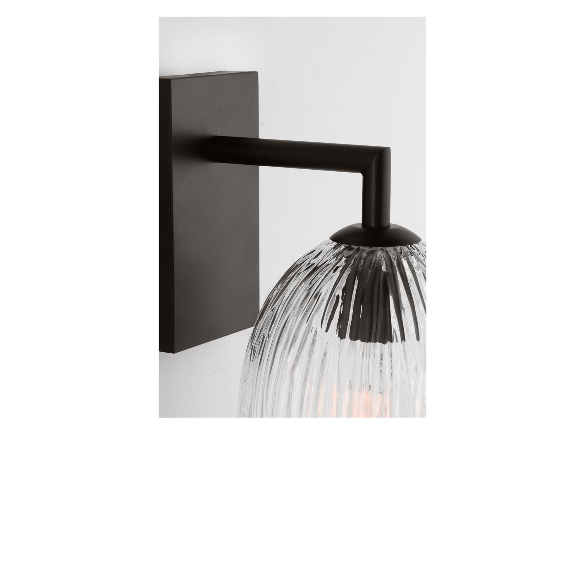 Shown in Aged Iron finish and Striped Clear glass