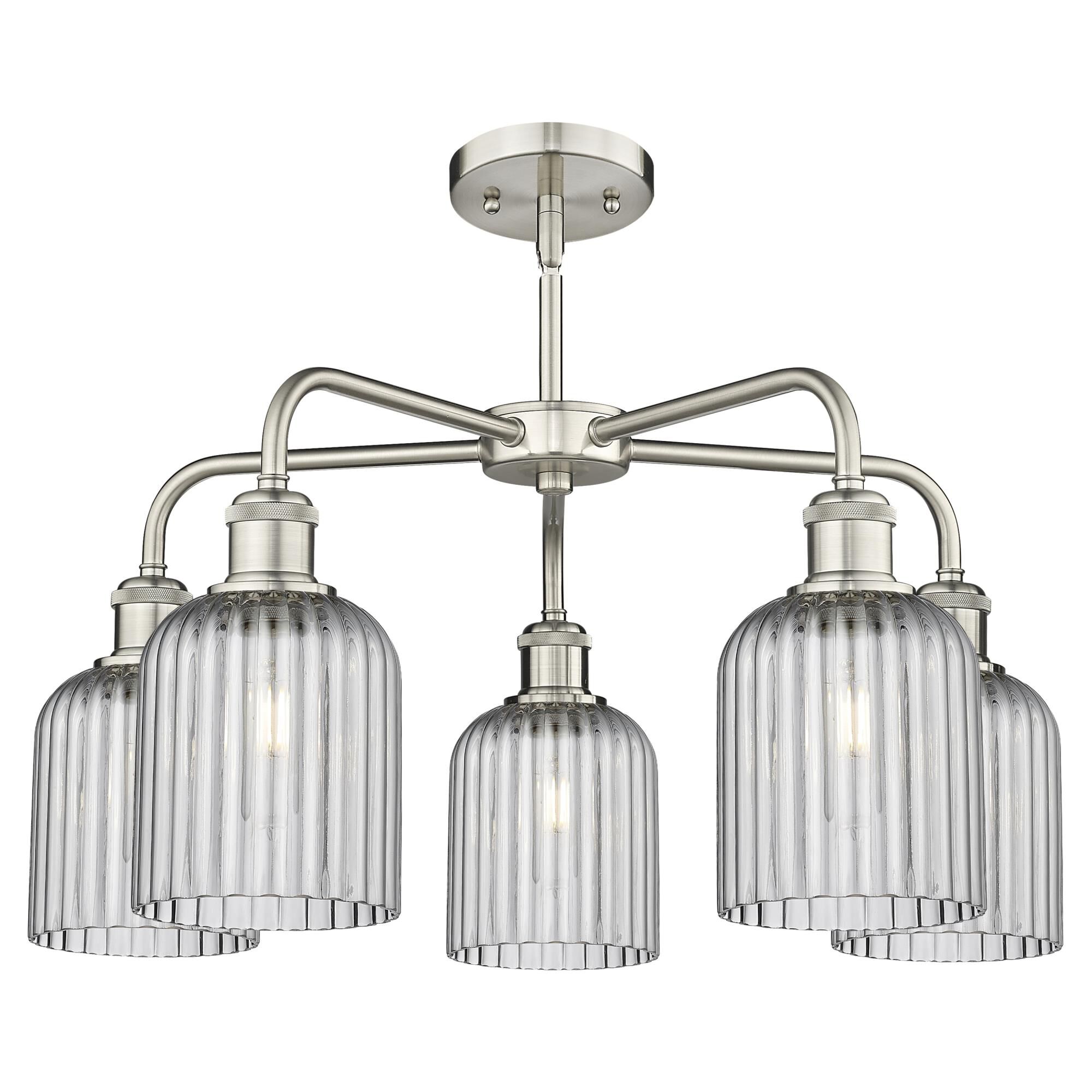 Shown in Satin Nickel finish and Light Smoke shade