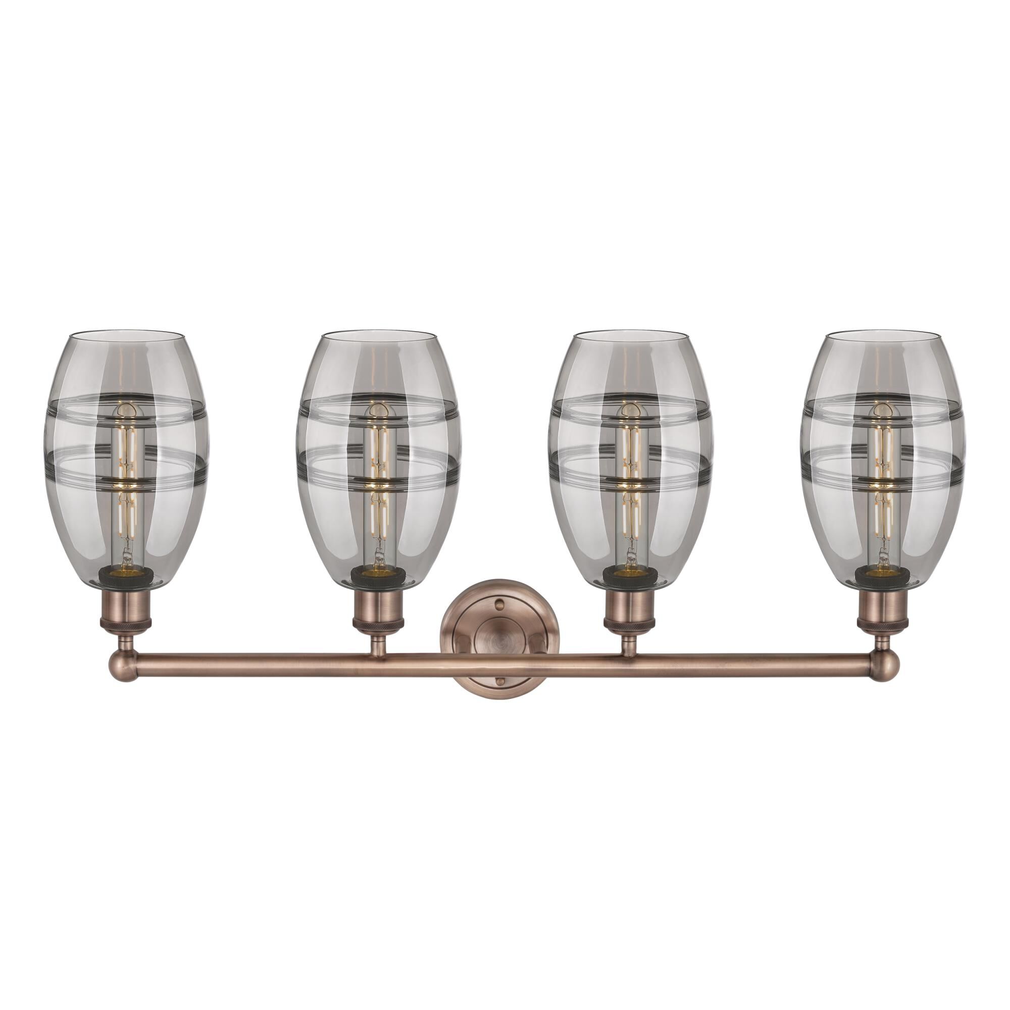 Shown in Antique Copper finish and Light Smoke glass