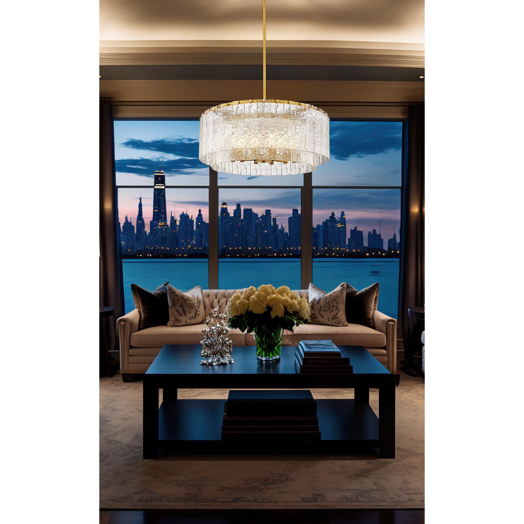 Shown in Modern Gold finish and Clear glass and Clear shade