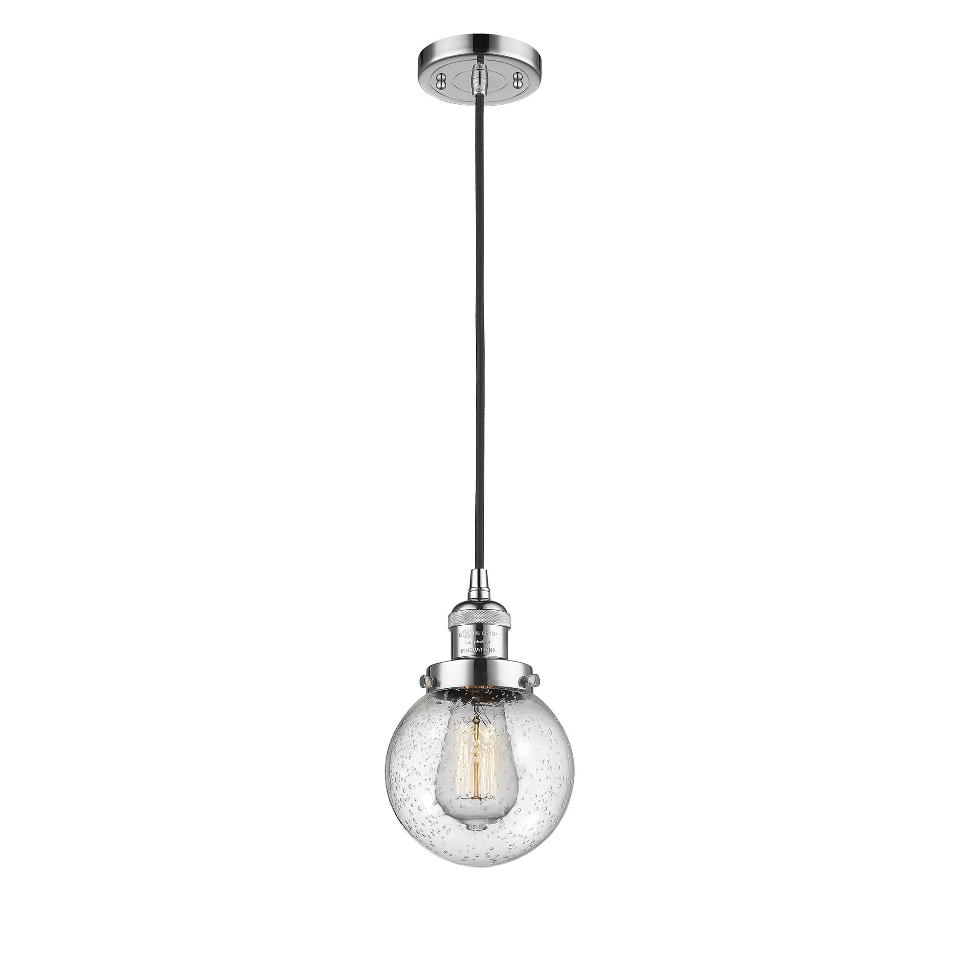 Shown in Polished Chrome finish and Seedy Beacon glass and Cord accent