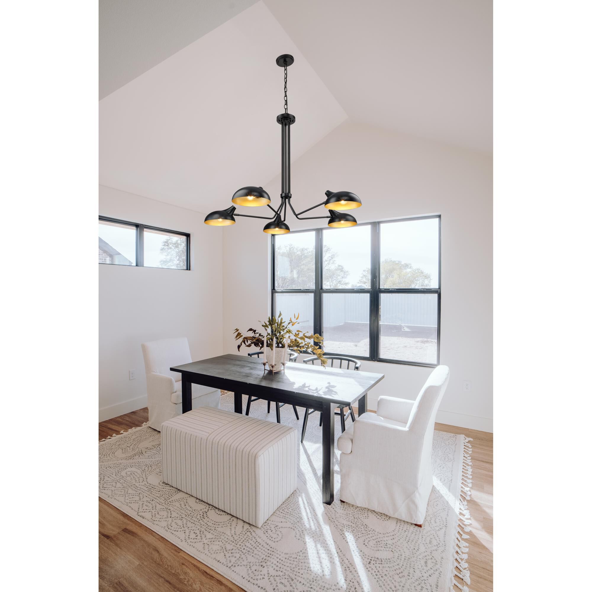 Shown in Matte Black finish and Matte Black Outer and Gold Inner Steel shade