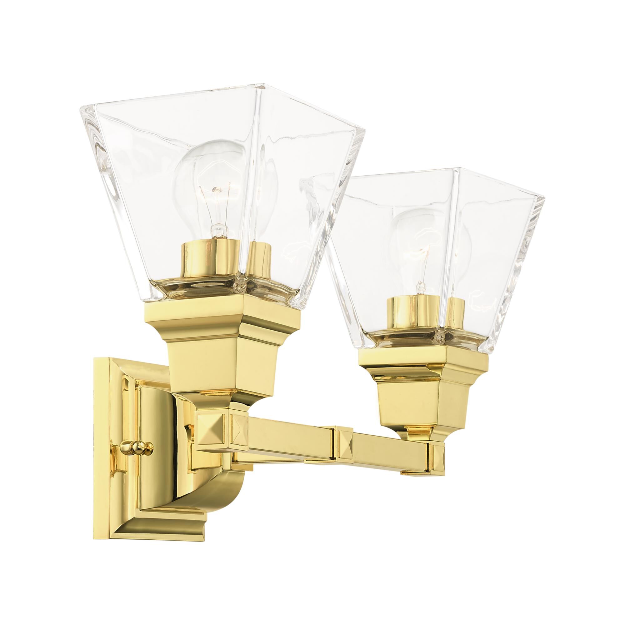 Shown in Polished Brass finish and Clear glass and Clear Glass shade