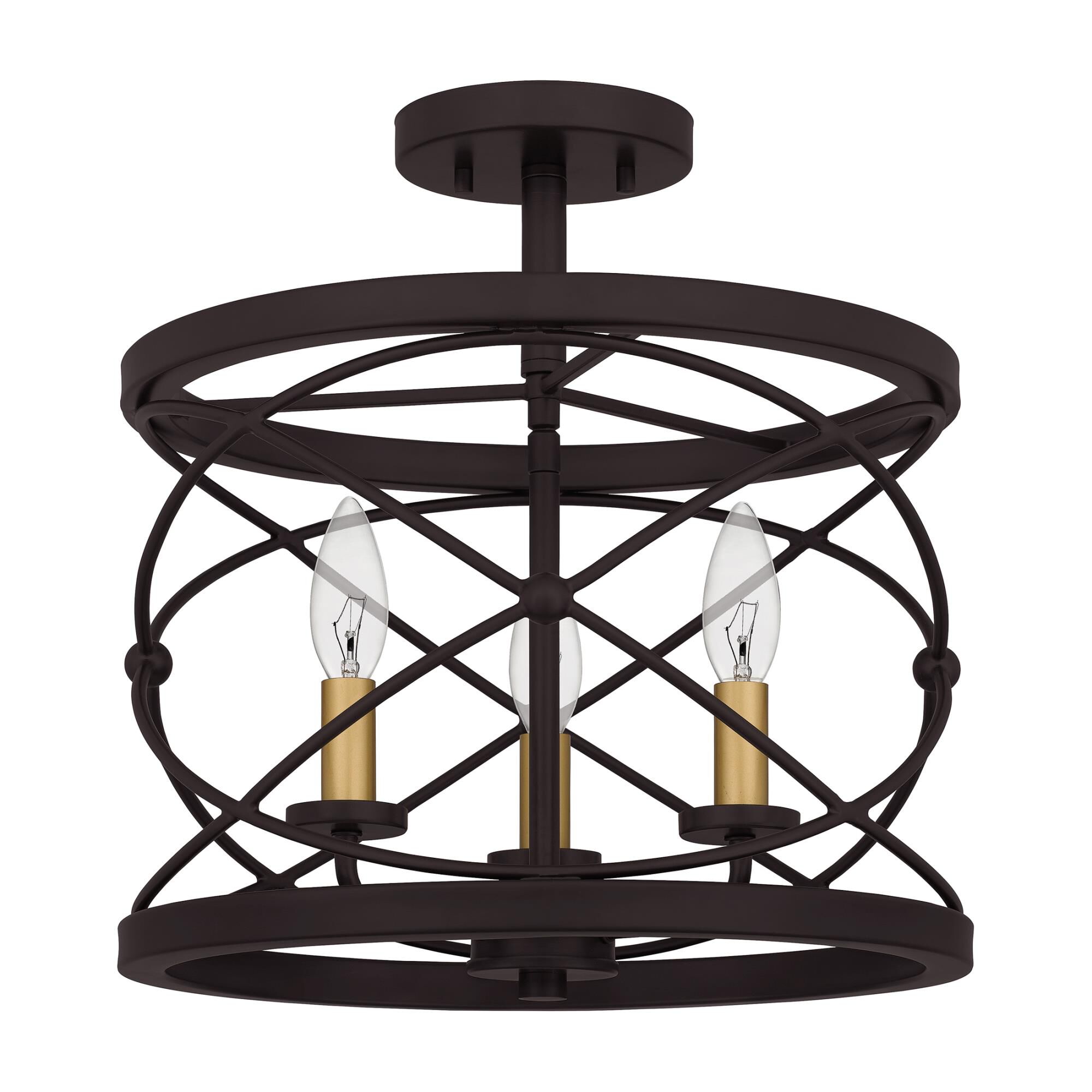 Potts 14 Inch 3 Light Semi Flush Mount by Quoizel