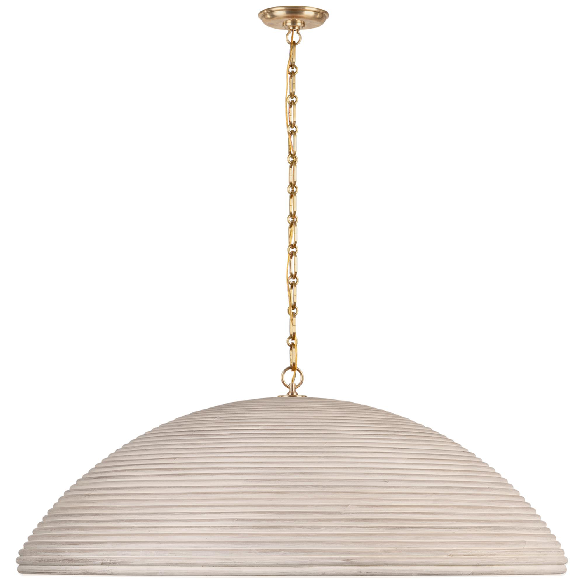 Shown in Hand-Rubbed Antique Brass finish and Ash Rattan shade