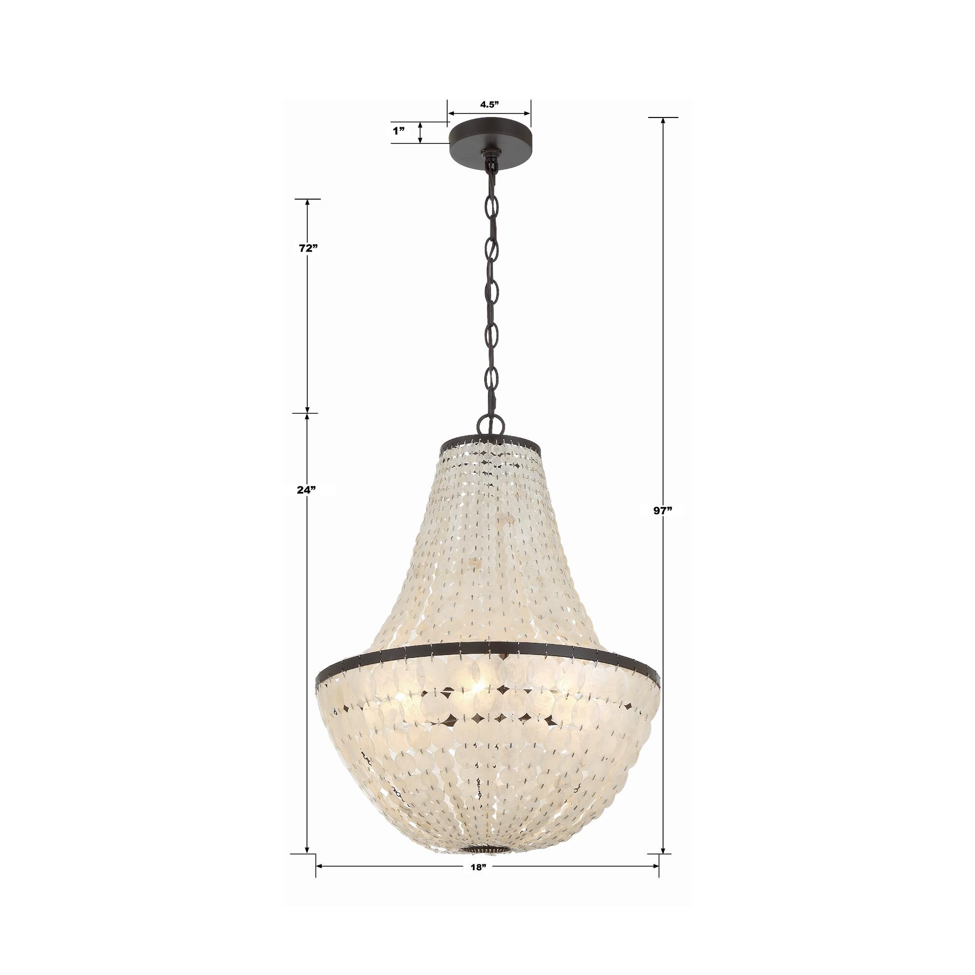 Shown in Dark Bronze finish and Capiz Shell crystal